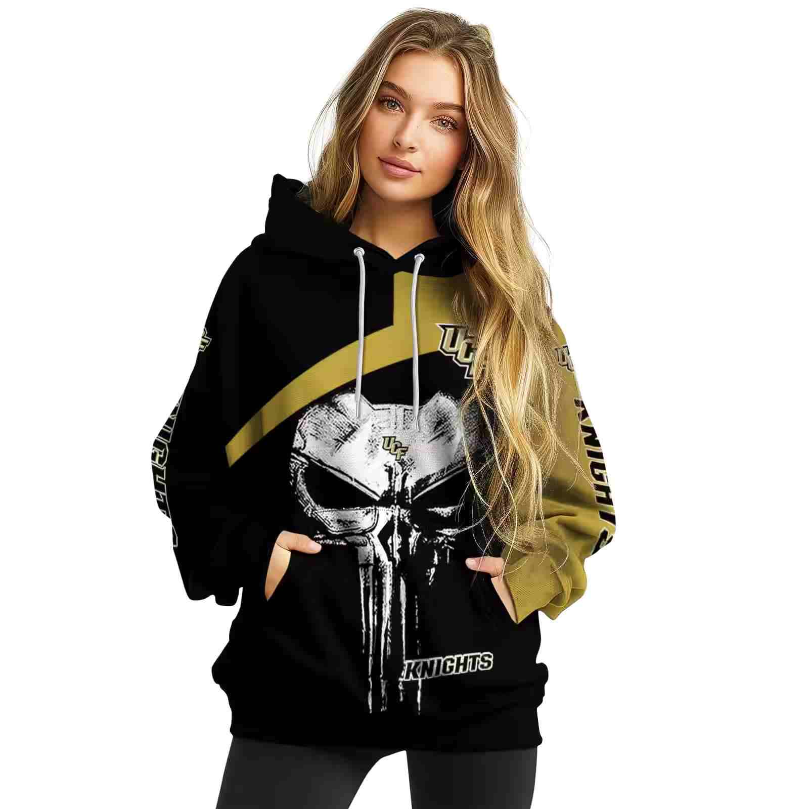 ucf knights skull punisher black hoodie high quality