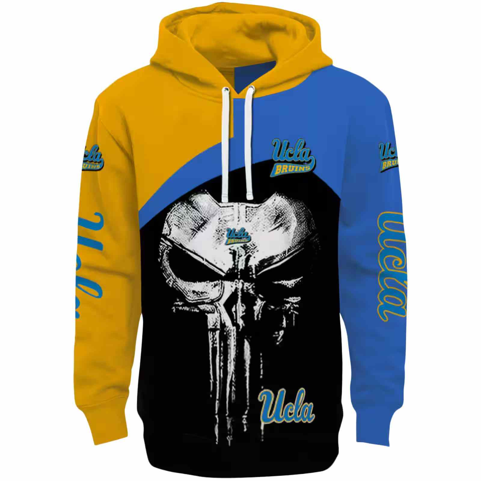 UCLA Bruins Skull Punisher Gold Black Hoodie