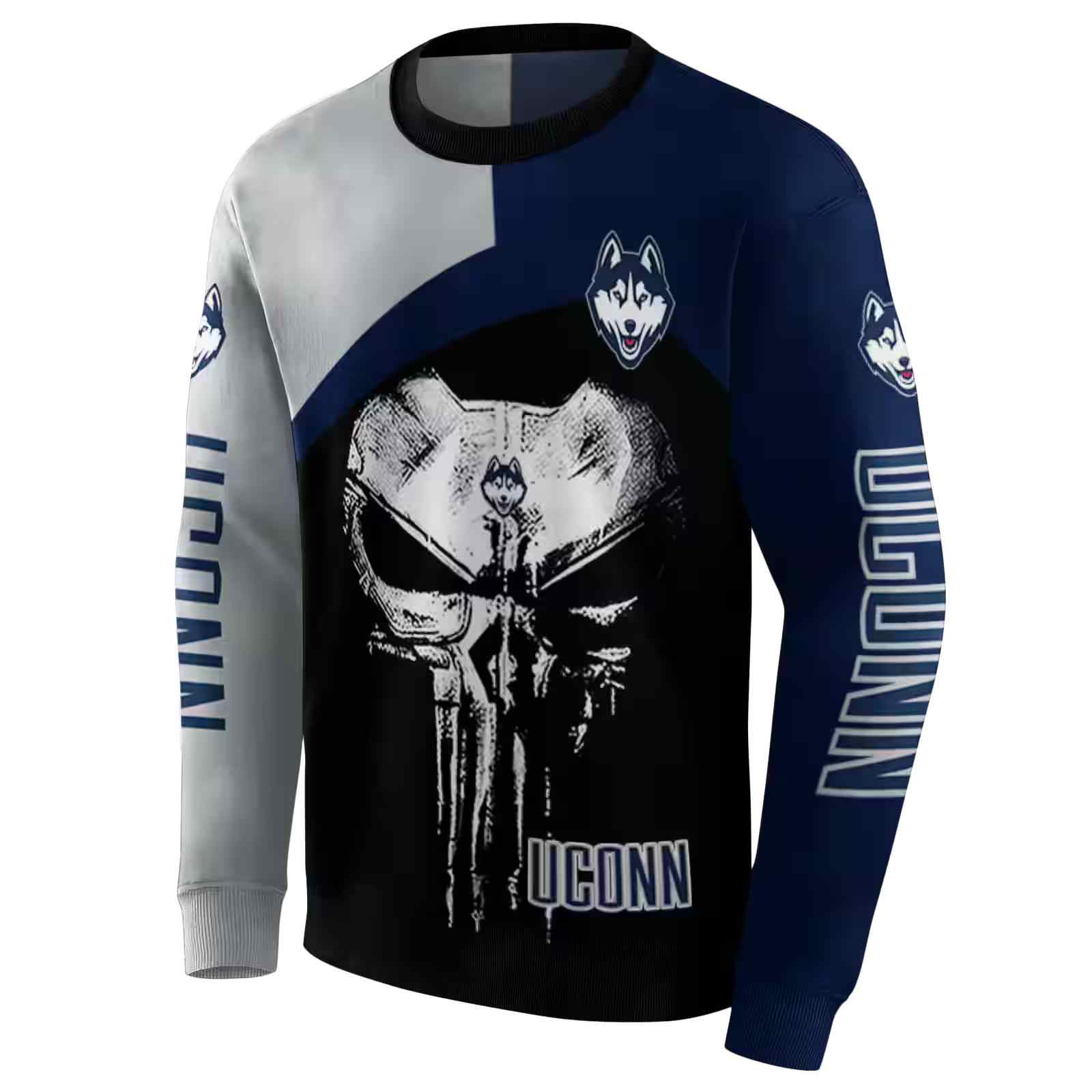 uconn huskies skull punisher grey black hoodie new arrival