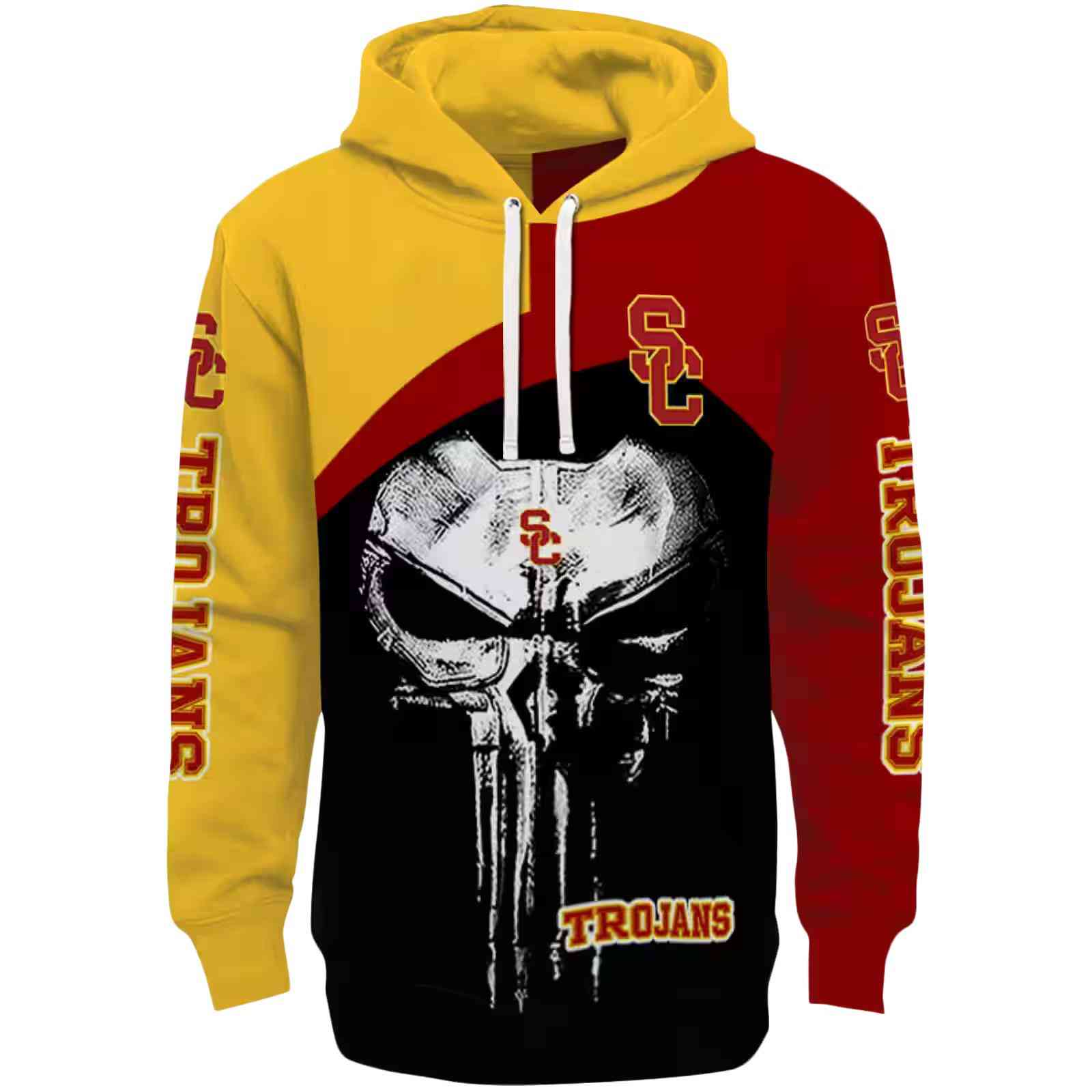 USC Trojans Skull Punisher Yellow Black Hoodie