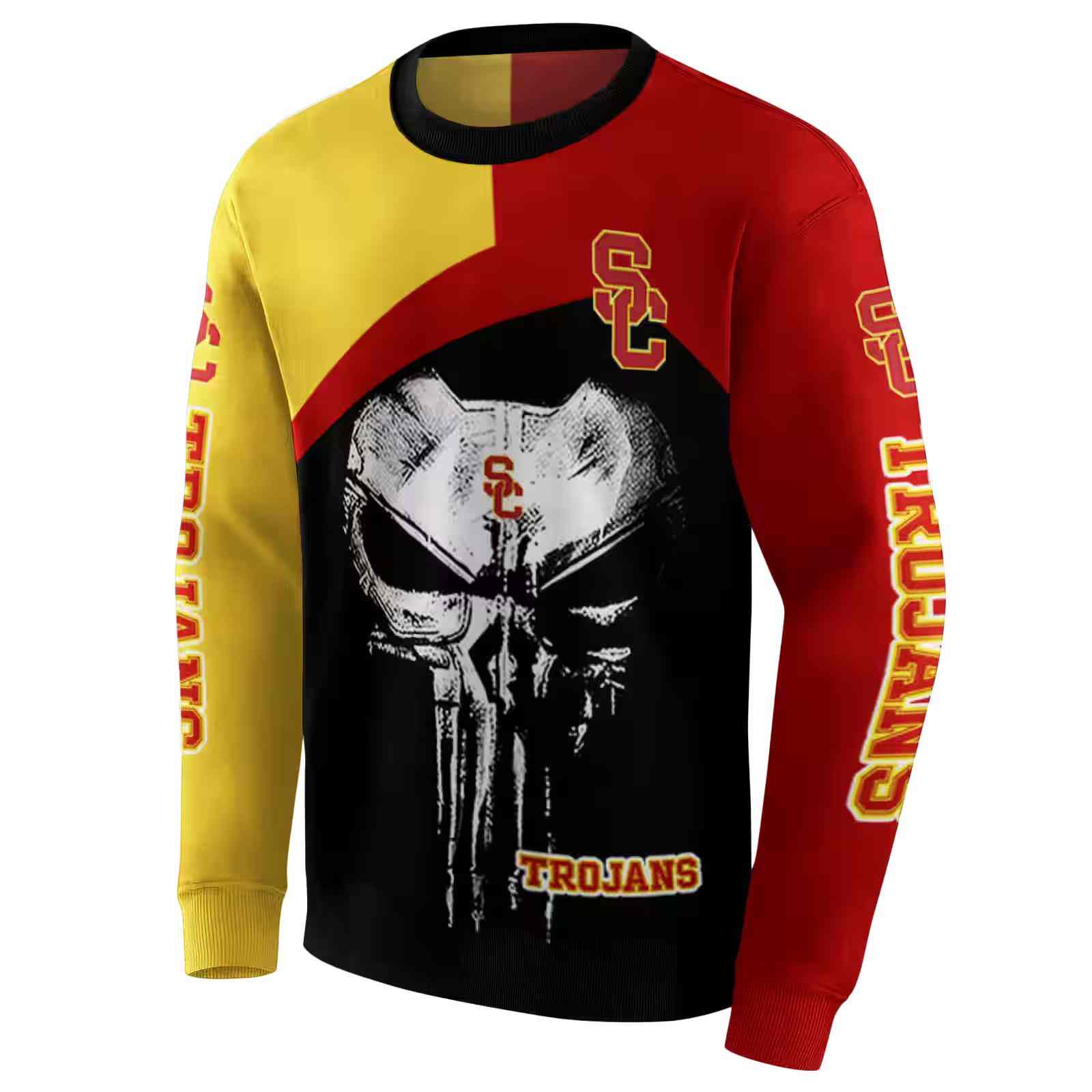 usc trojans skull punisher yellow black hoodie new arrival