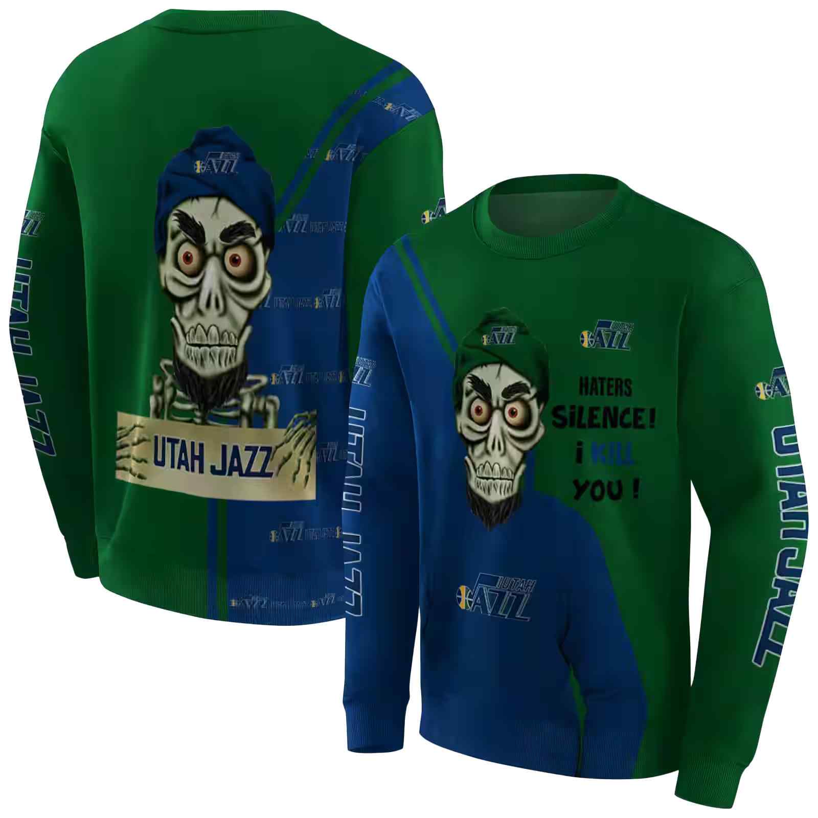 utah jazz achmed skull navy hoodie premium grade