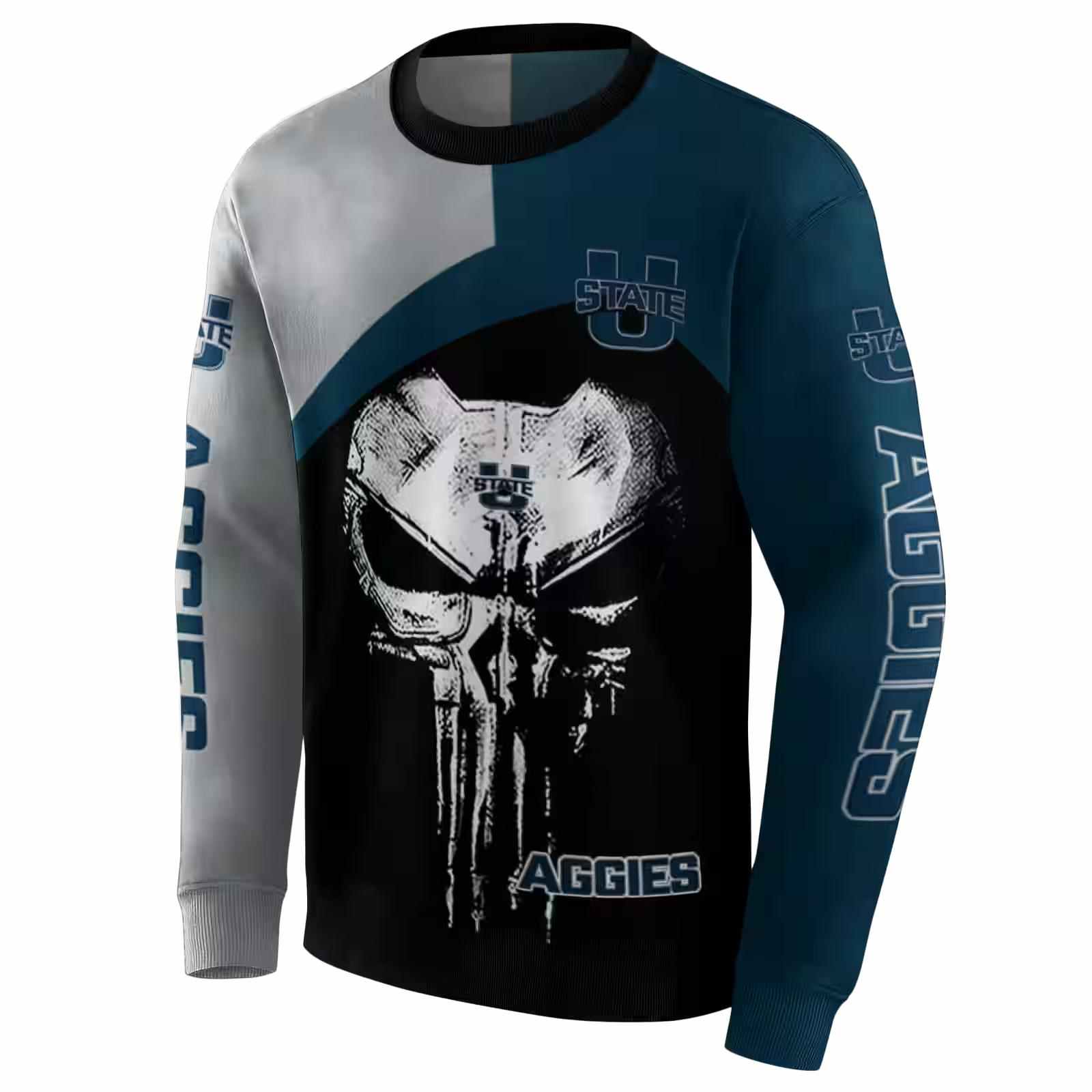 utah state aggies skull punisher grey black hoodie new arrival