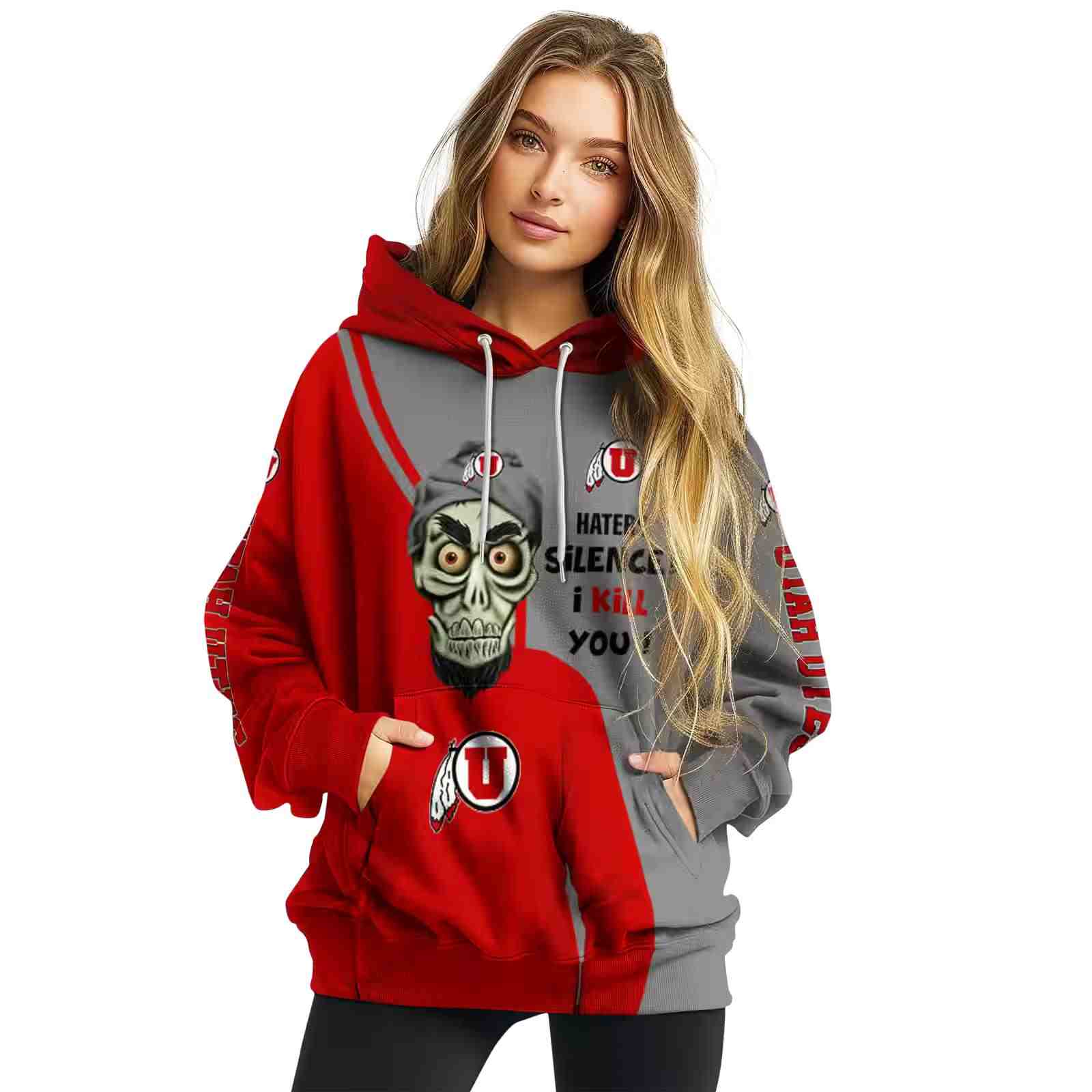 utah utes achmed skull red hoodie high quality