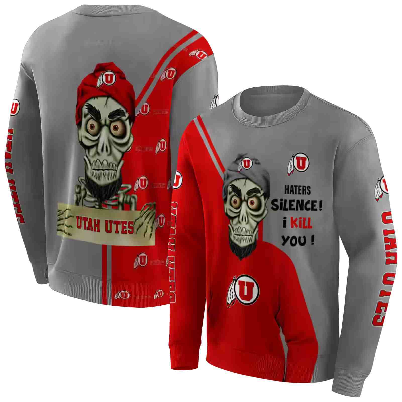 utah utes achmed skull red hoodie premium grade