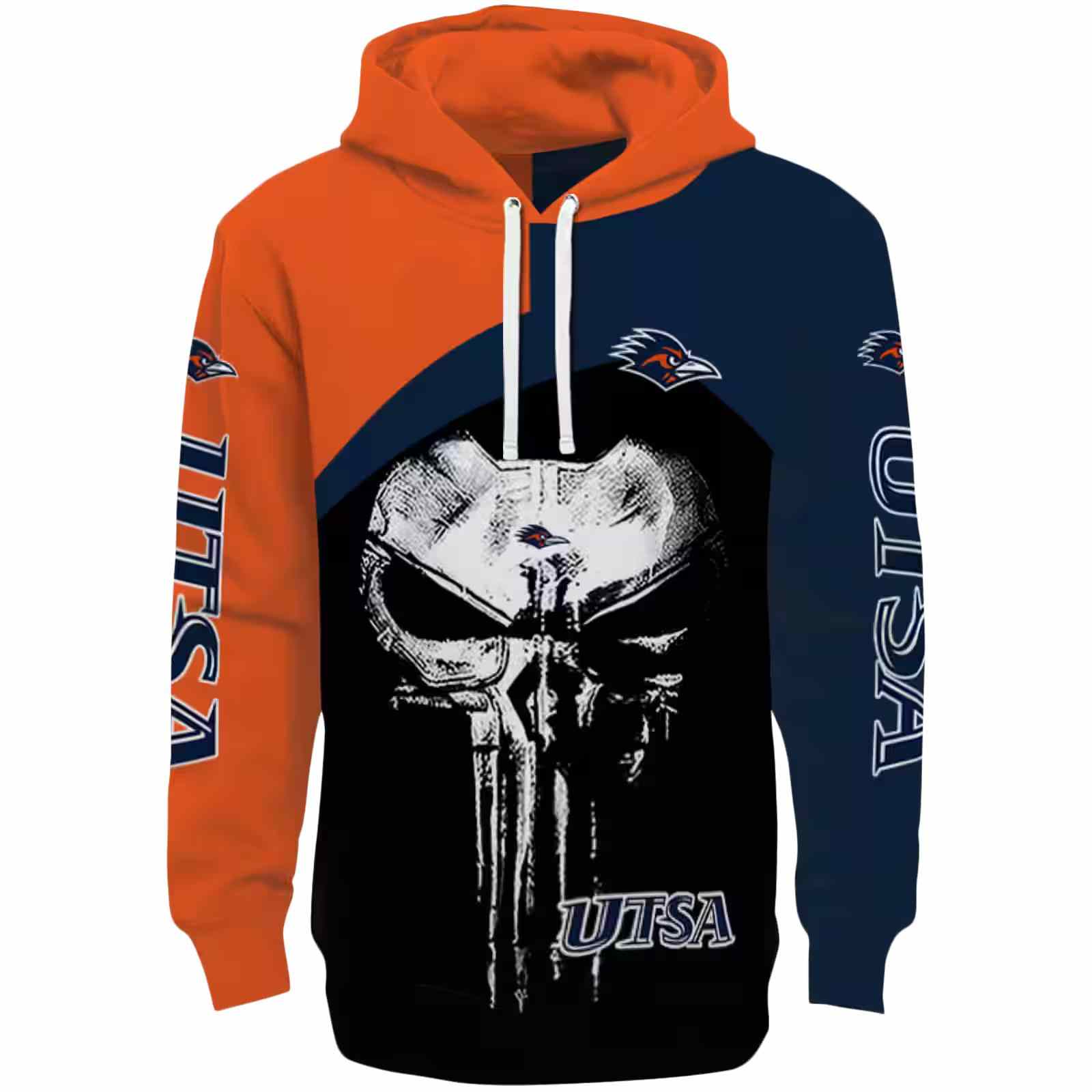UTSA Roadrunners Skull Punisher Blue Black Hoodie
