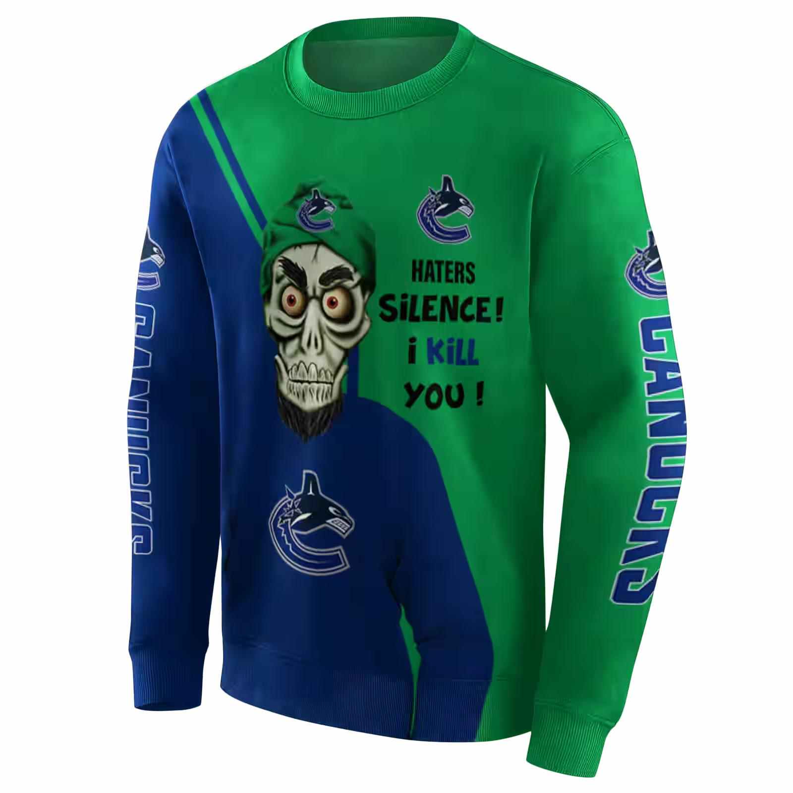 vancouver canucks achmed skull blue hoodie new arrival