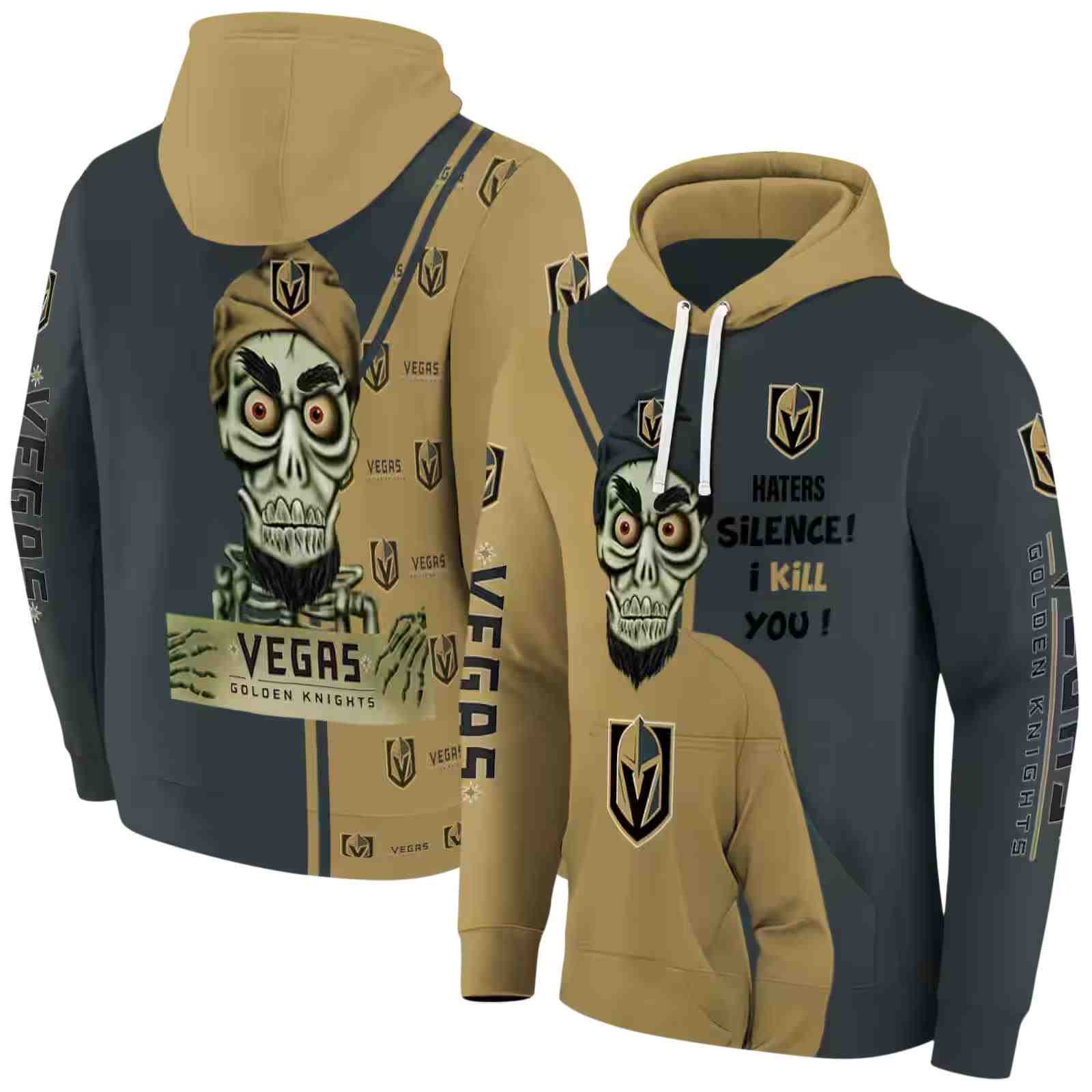 vegas golden knights achmed skull tan hoodie fashion forward