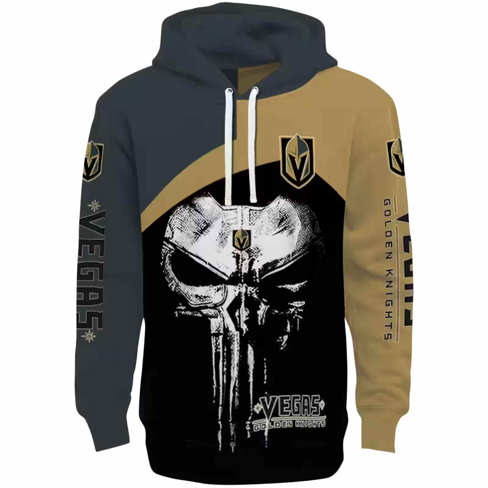 Vegas Golden Knights Skull Punisher Gray Black Hoodie