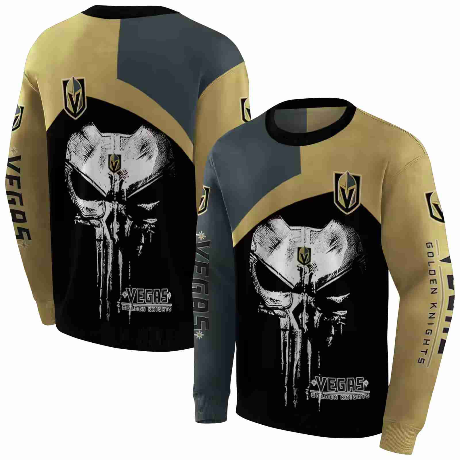 vegas golden knights skull punisher gray black hoodie premium grade