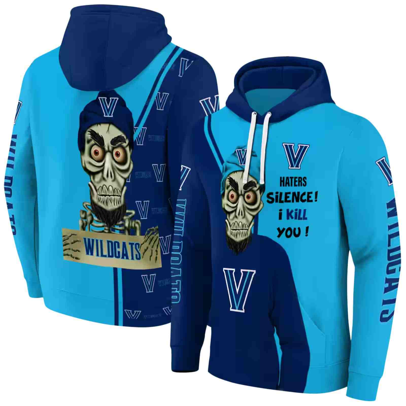 villanova wildcats achmed skull navy hoodie fashion forward