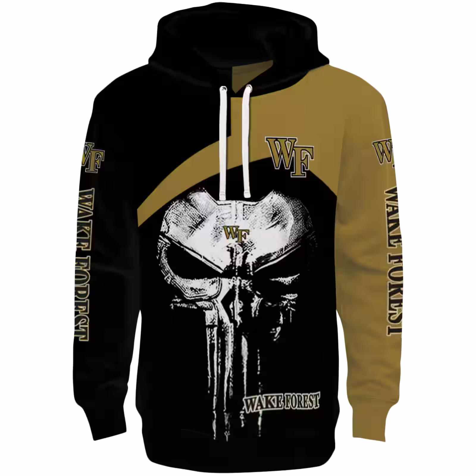 Wake Forest Demon Deacons Skull Punisher Black Hoodie