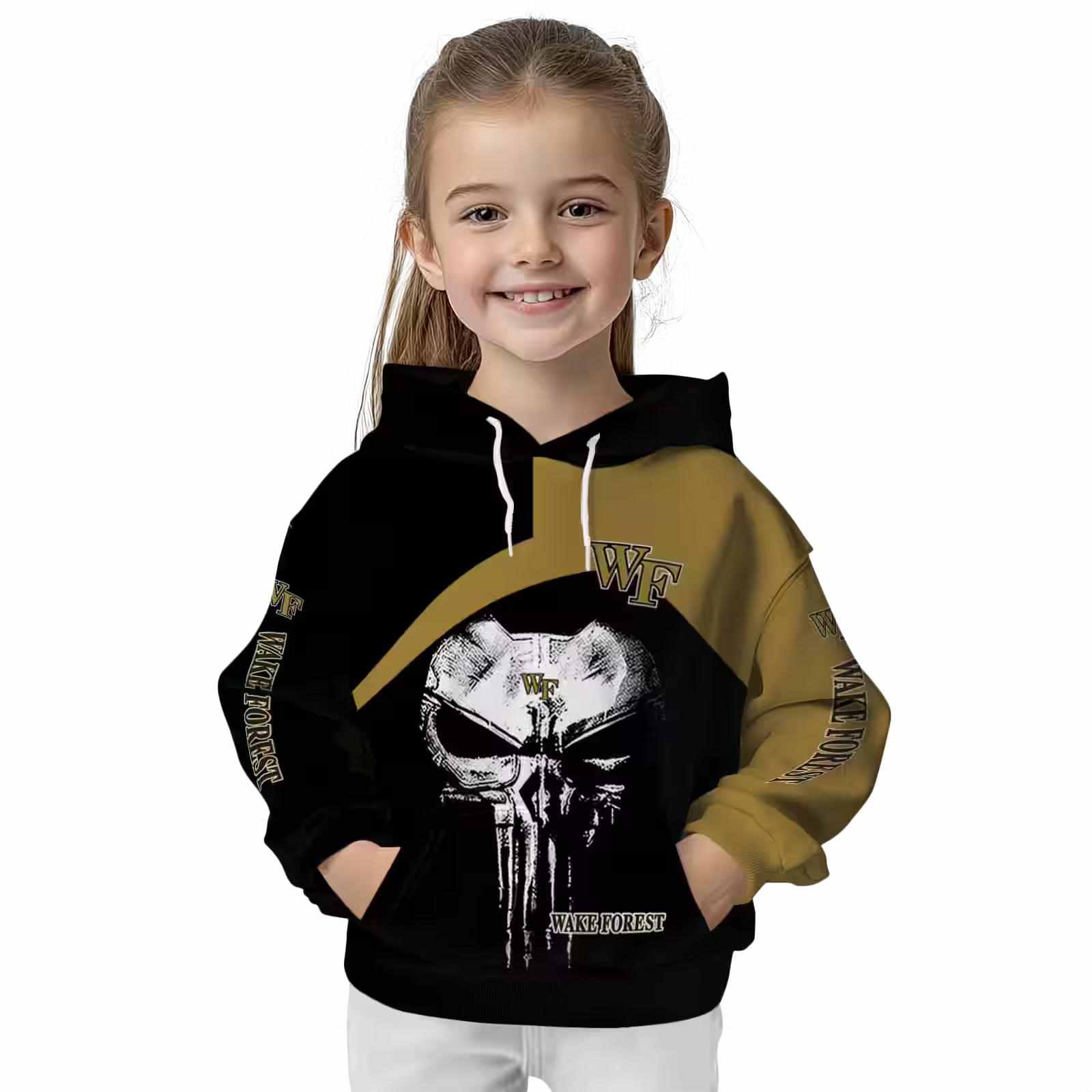 wake forest demon deacons skull punisher black hoodie top rated