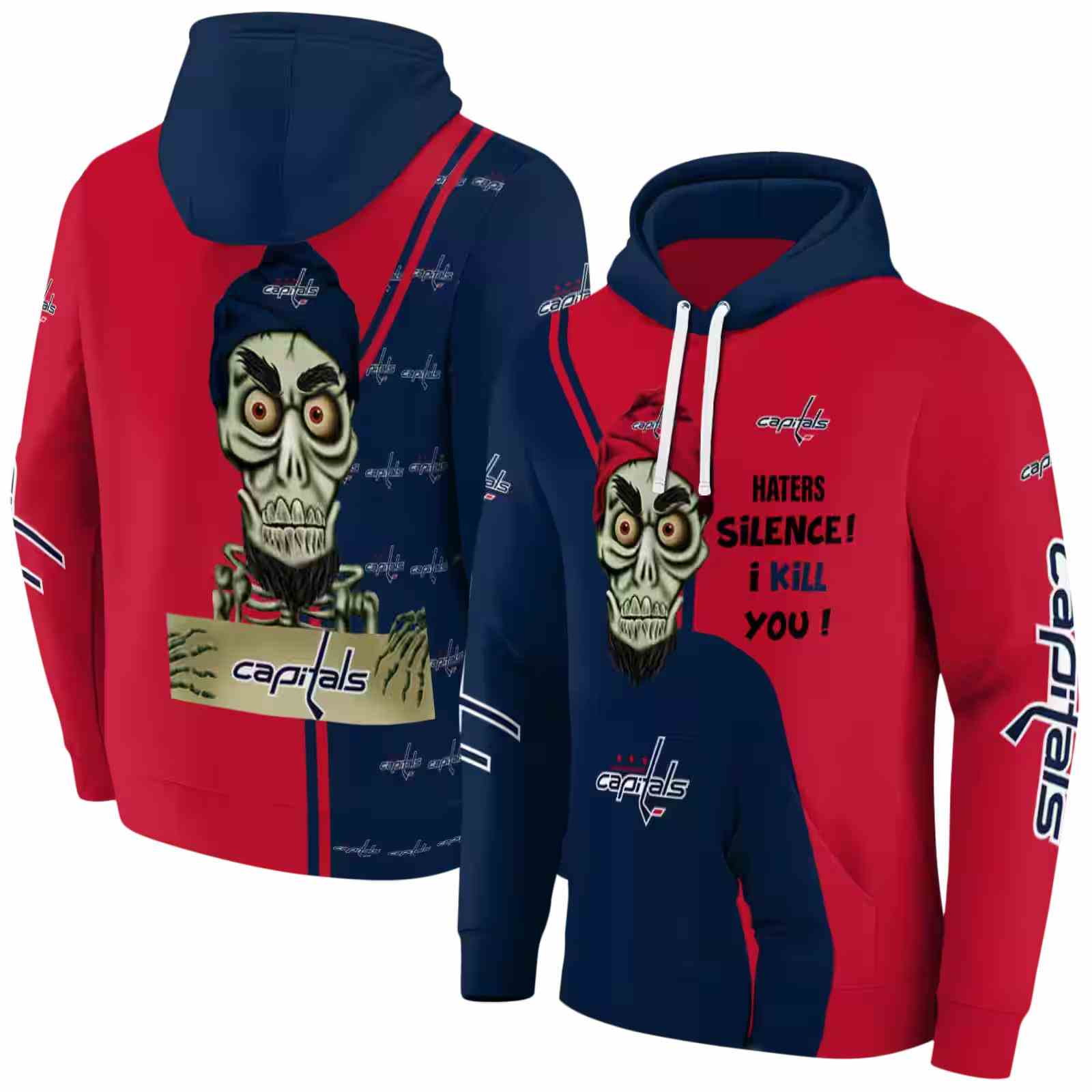 washington capitals achmed skull blue hoodie fashion forward