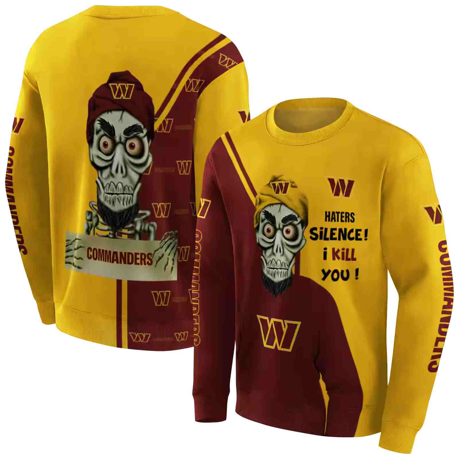 washington commanders achmed skull burgundy hoodie premium grade