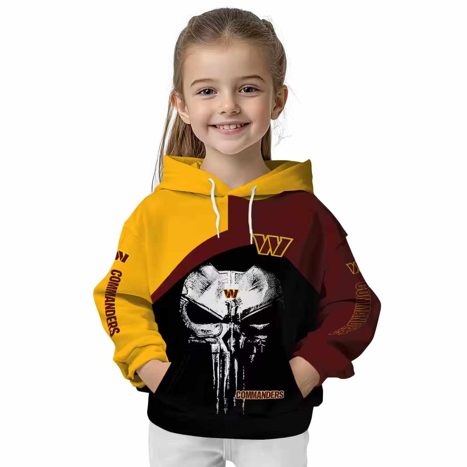 washington commanders skull punisher gold black hoodie top rated