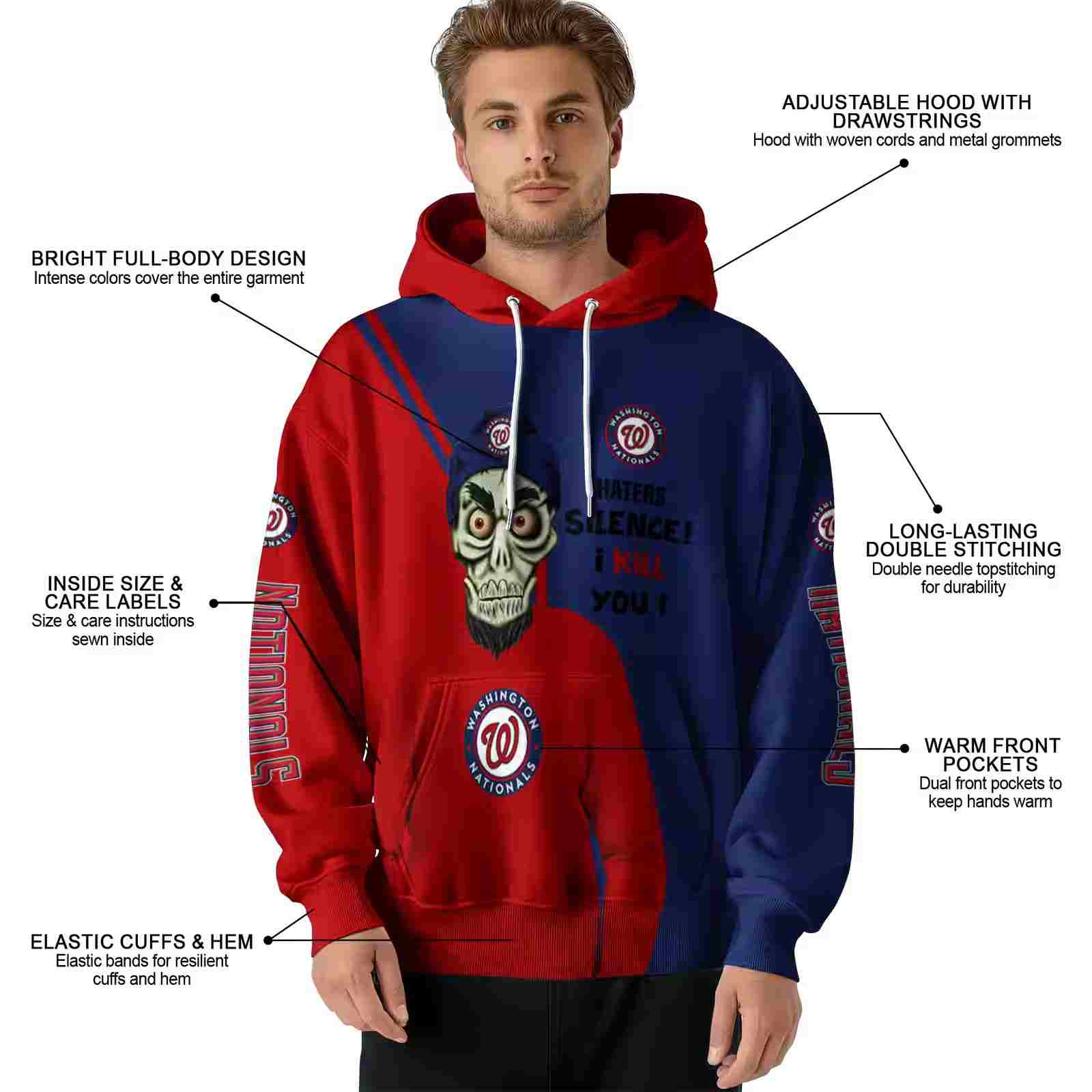 washington nationals achmed skull red hoodie latest model