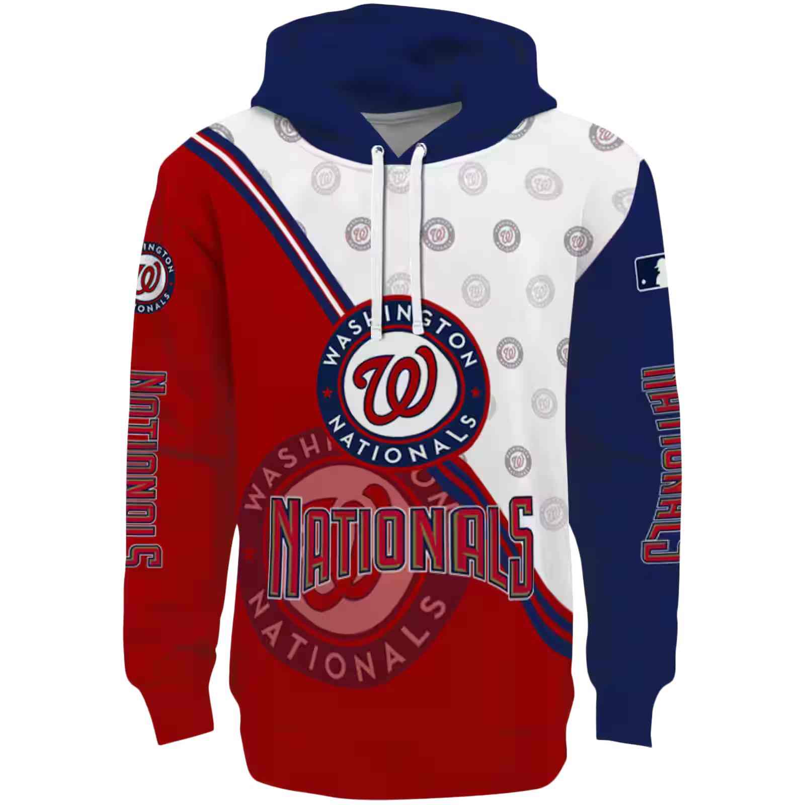 Washington Nationals Diagonal Stripe Red White Hoodie