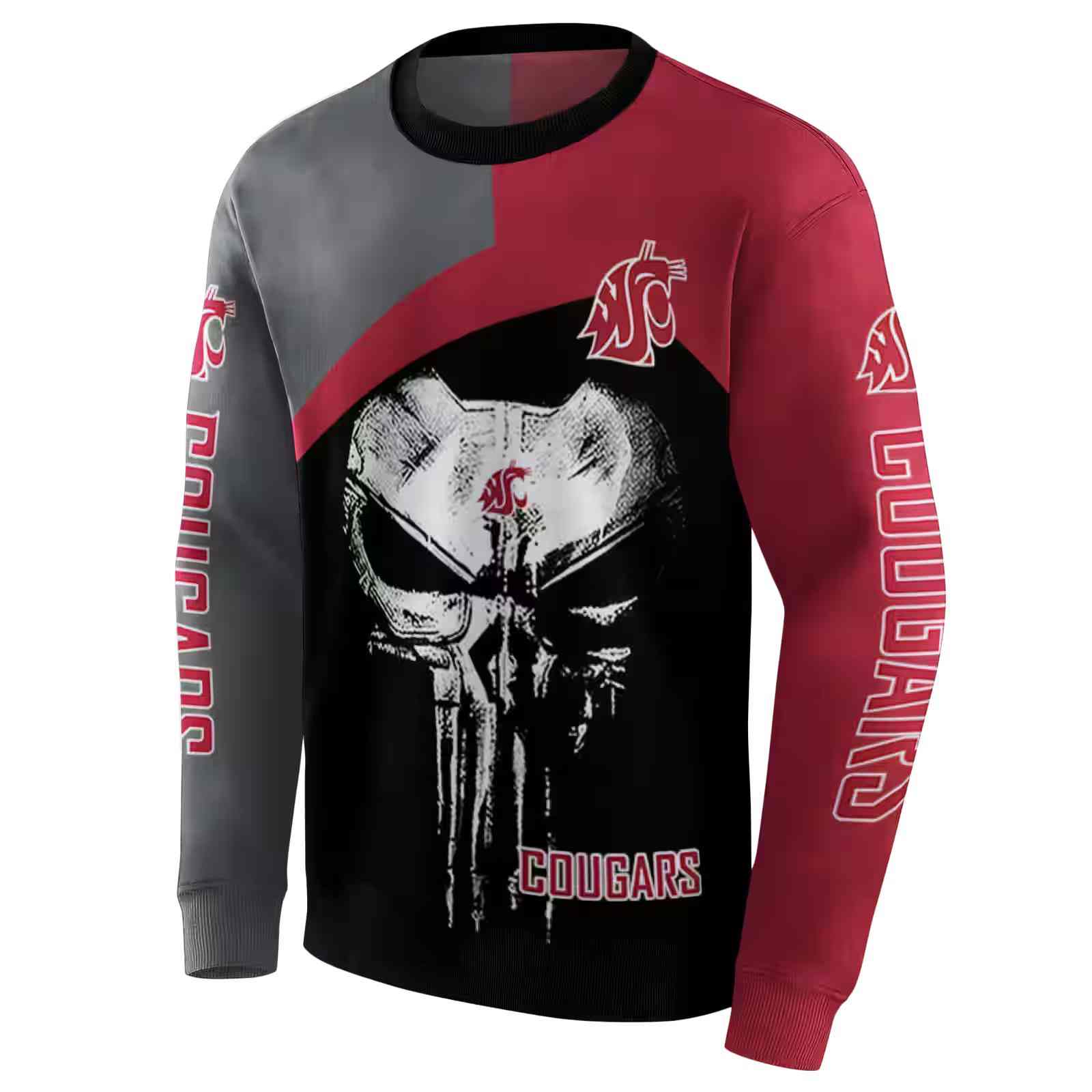 washington state cougars skull punisher grey black hoodie new arrival