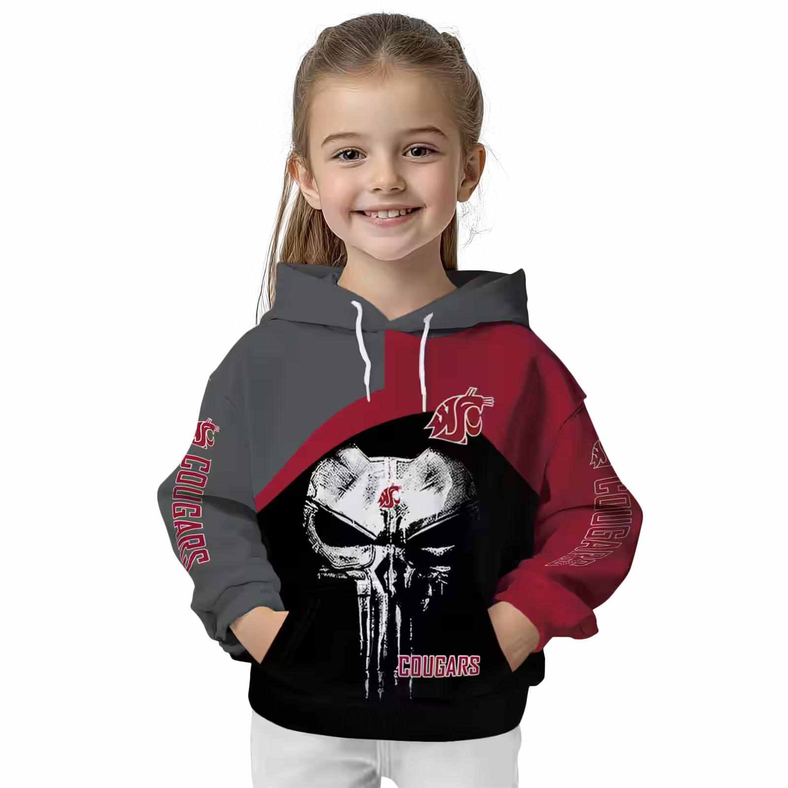 washington state cougars skull punisher grey black hoodie top rated