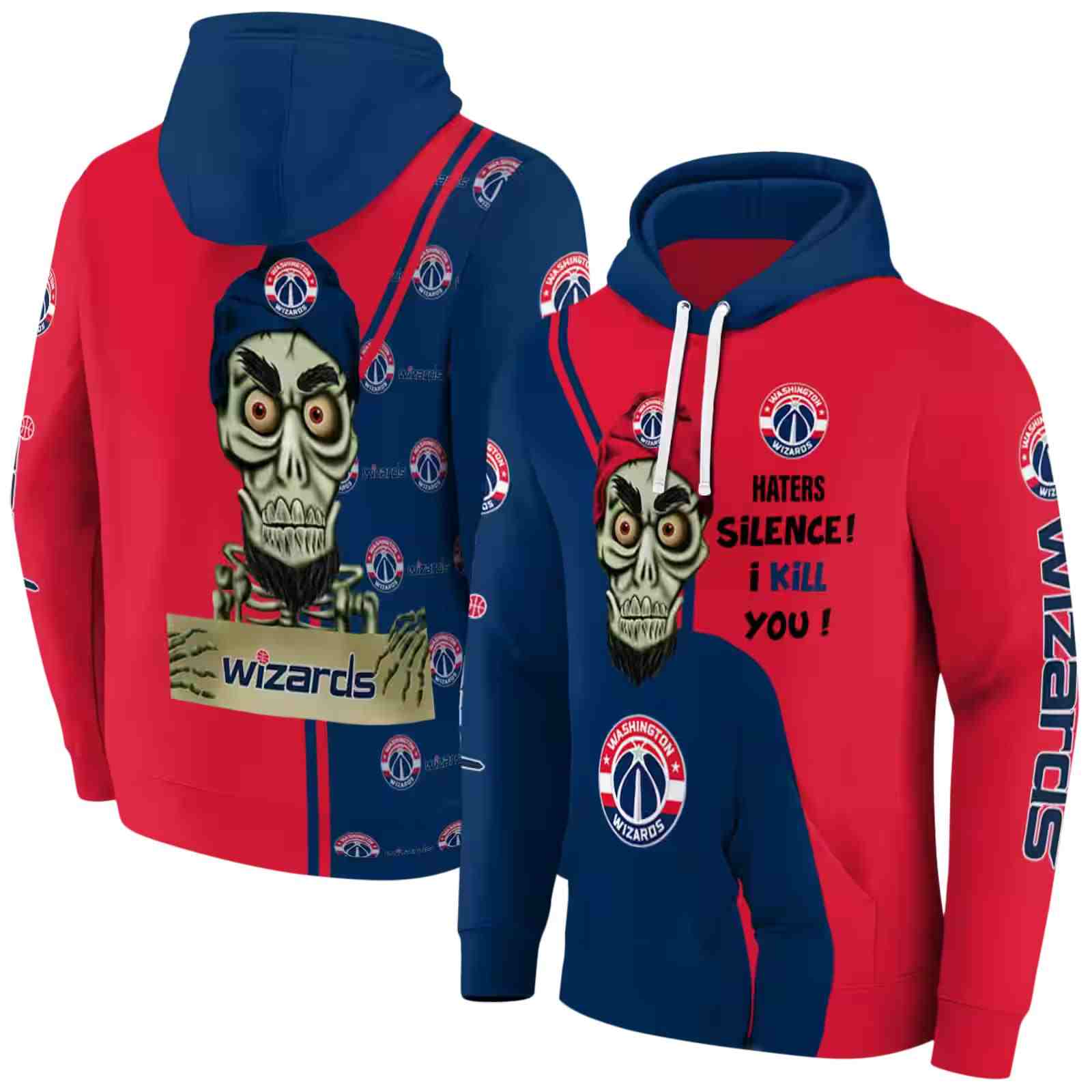 washington wizards achmed skull blue hoodie fashion forward