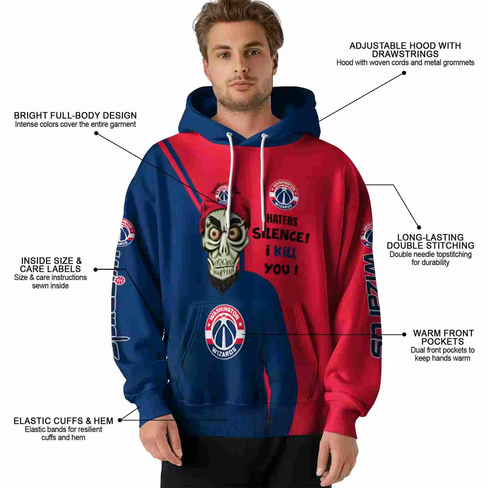 washington wizards achmed skull blue hoodie latest model