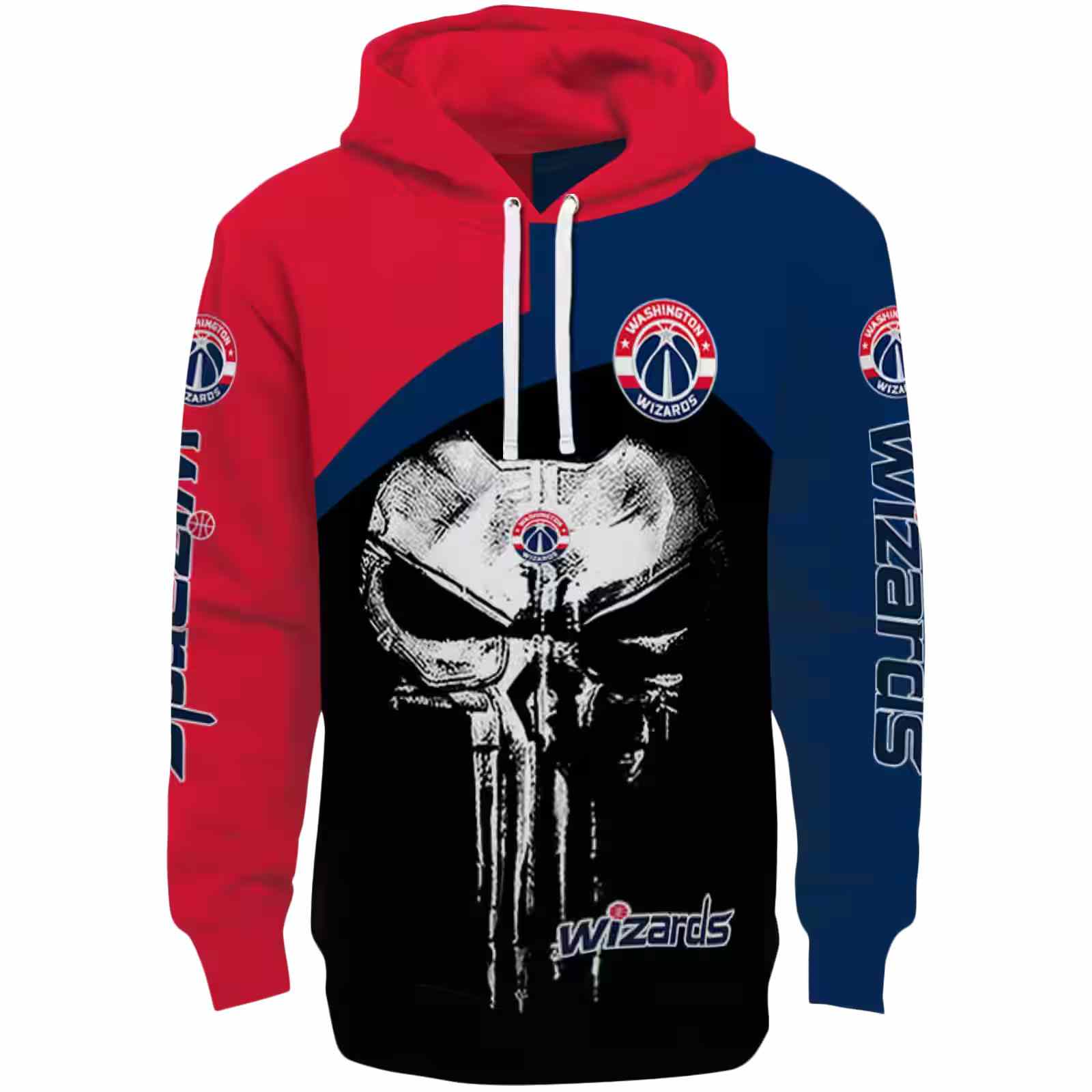 Washington Wizards Skull Punisher Red Black Hoodie