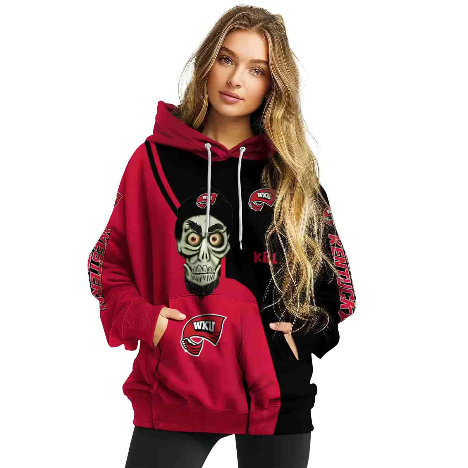 western kentucky hilltoppers achmed skull red hoodie high quality