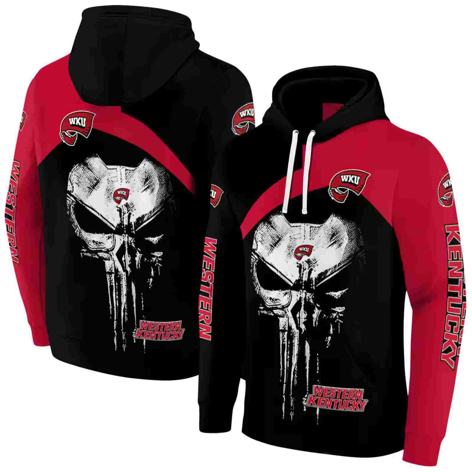 western kentucky hilltoppers skull punisher black hoodie fashion forward