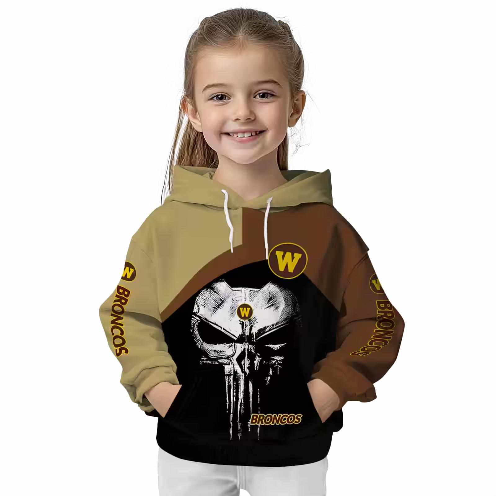 western michigan broncos skull punisher gold black hoodie top rated