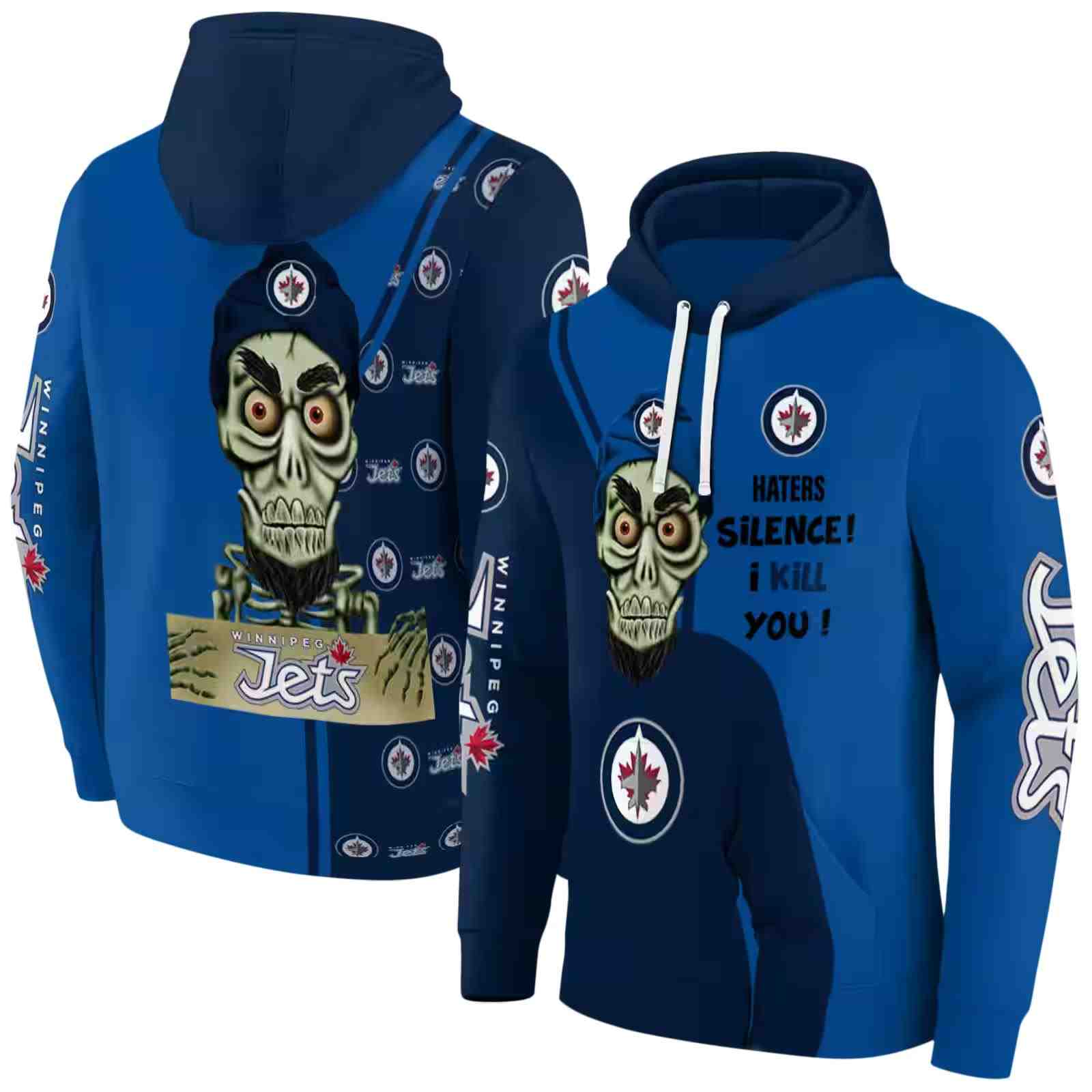 winnipeg jets achmed skull blue hoodie fashion forward