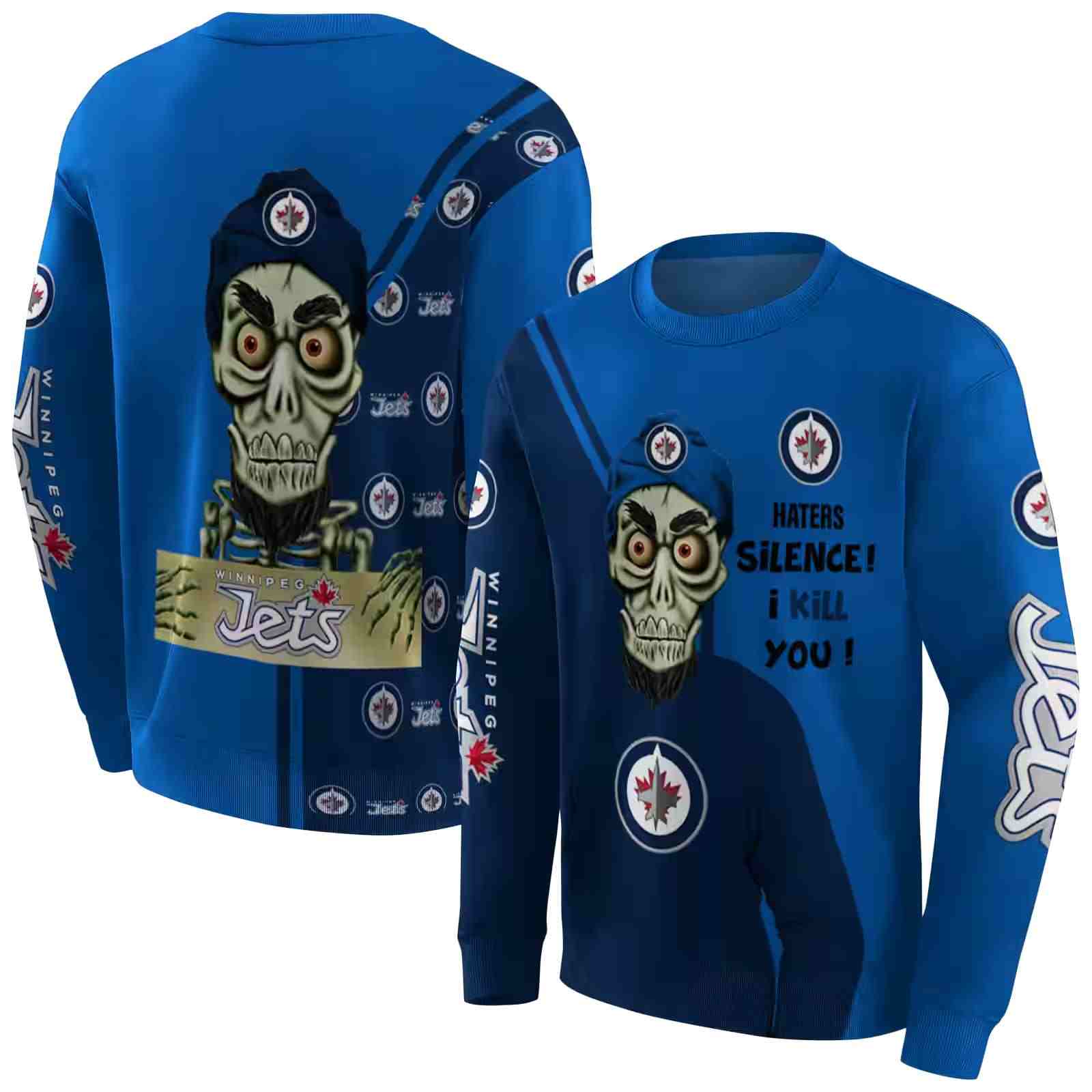 winnipeg jets achmed skull blue hoodie premium grade