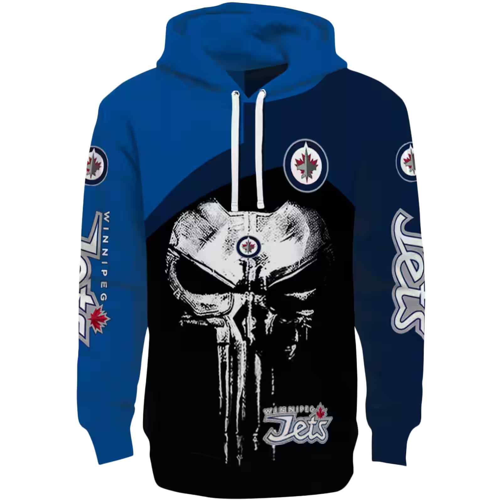 Winnipeg Jets Skull Punisher Blue Black Hoodie