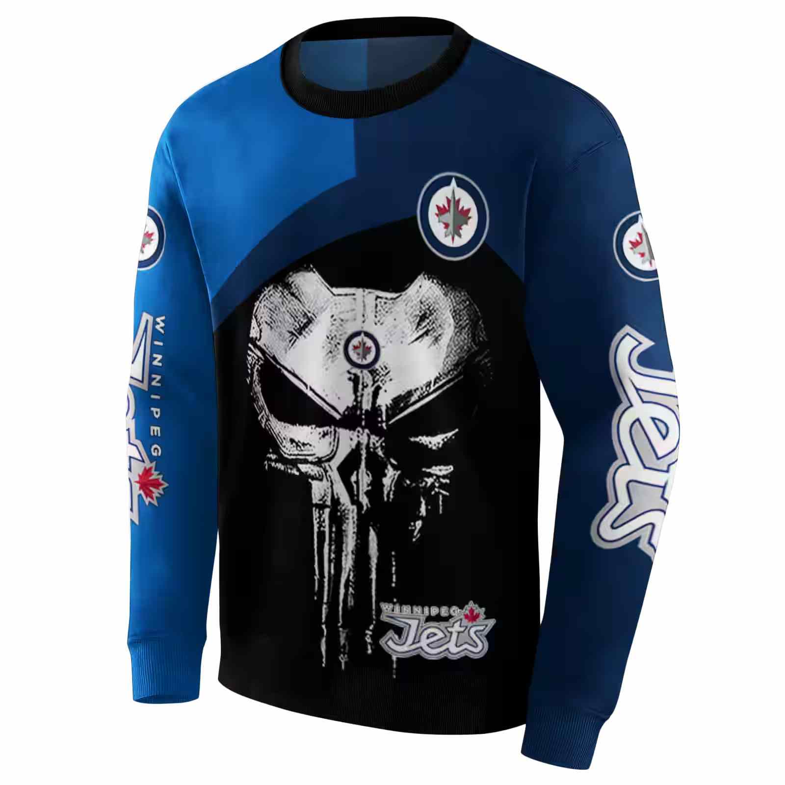 winnipeg jets skull punisher blue black hoodie new arrival