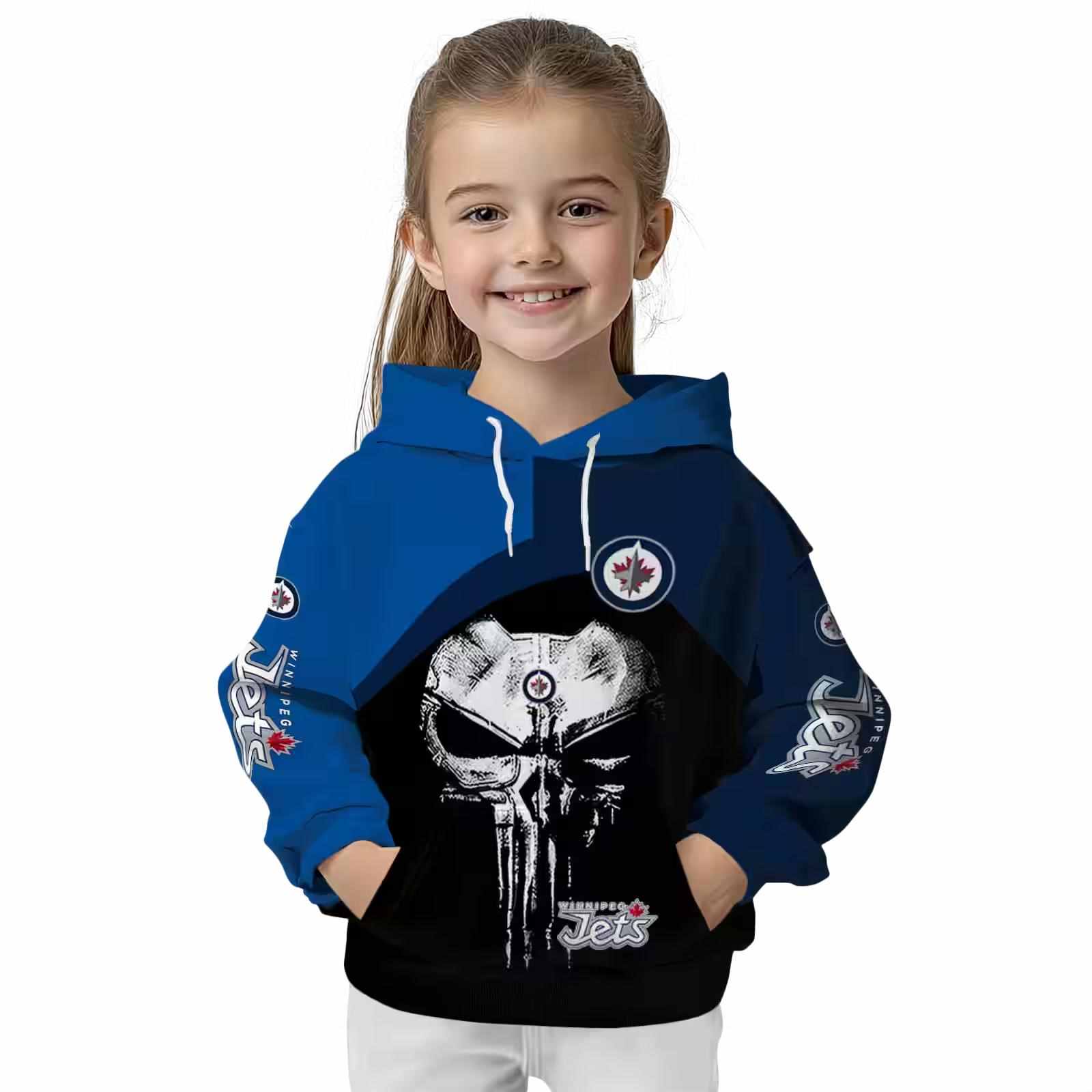 winnipeg jets skull punisher blue black hoodie top rated