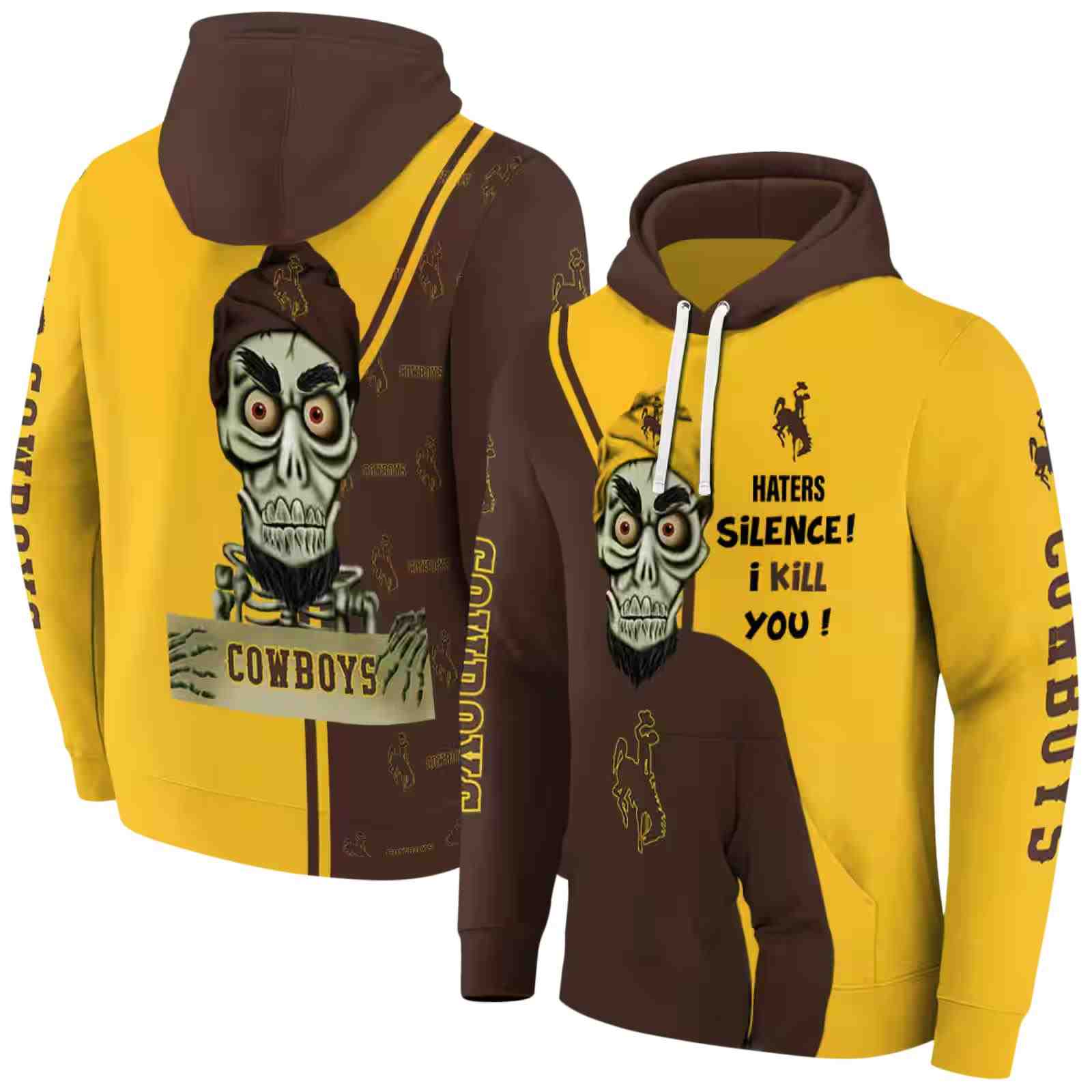 wyoming cowboys achmed skull brown hoodie fashion forward