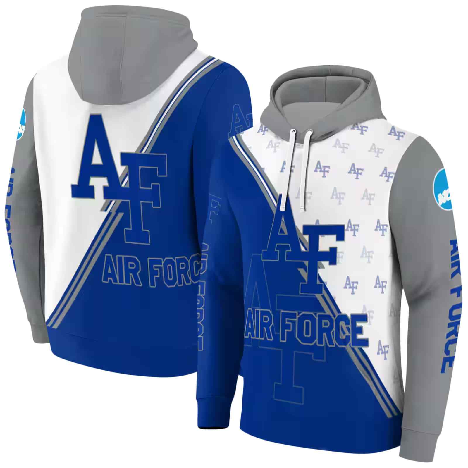 air force falcons diagonal stripe blue white hoodie fashion forward