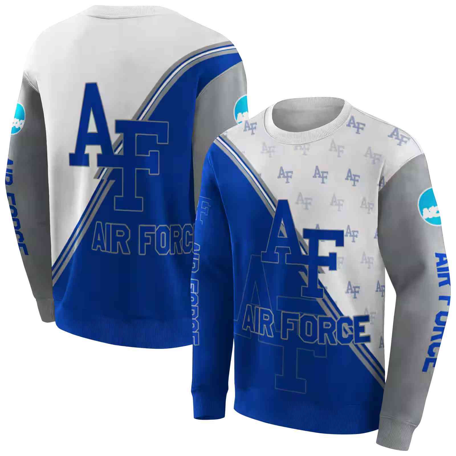 air force falcons diagonal stripe blue white hoodie premium grade