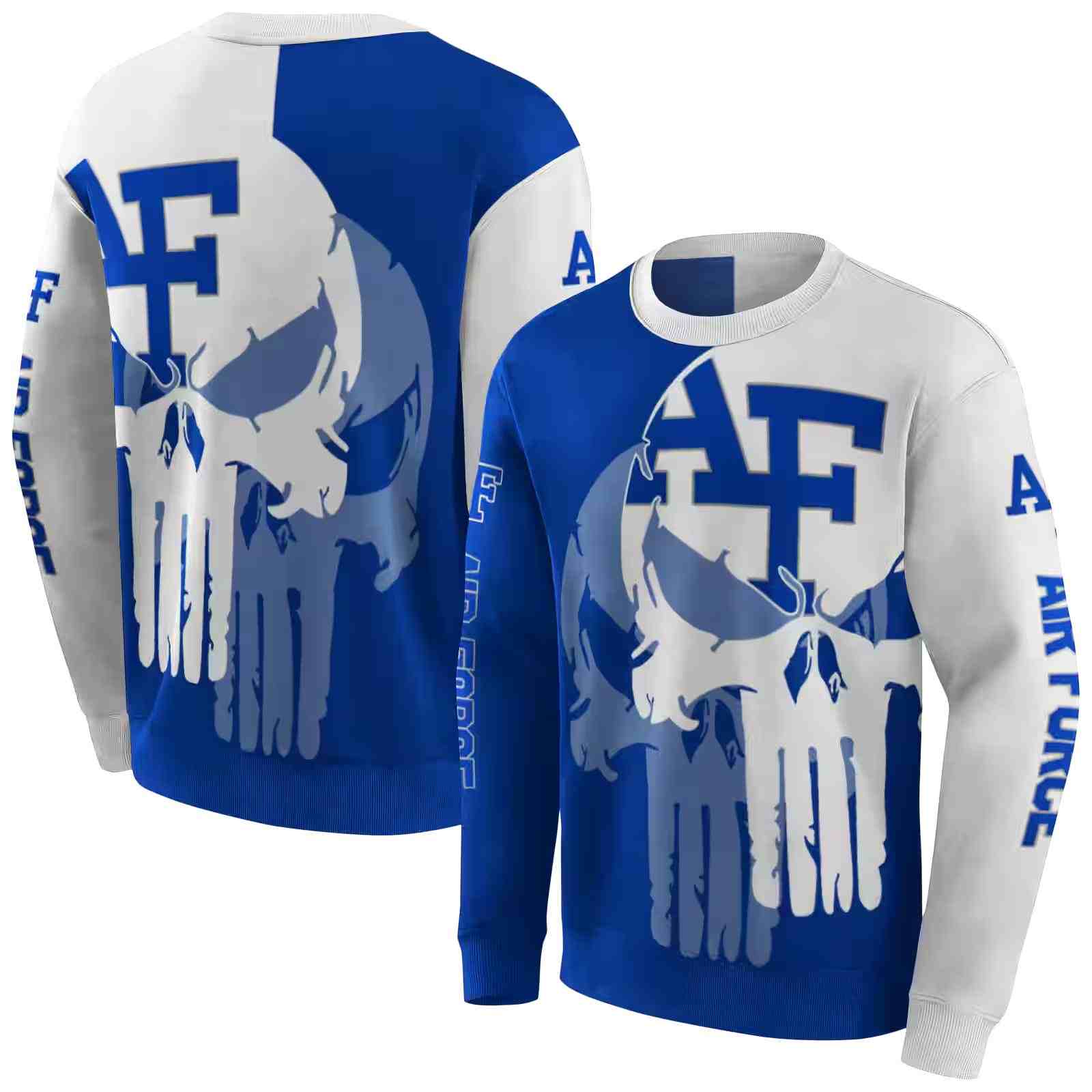 air force falcons graphic punisher blue white hoodie premium grade