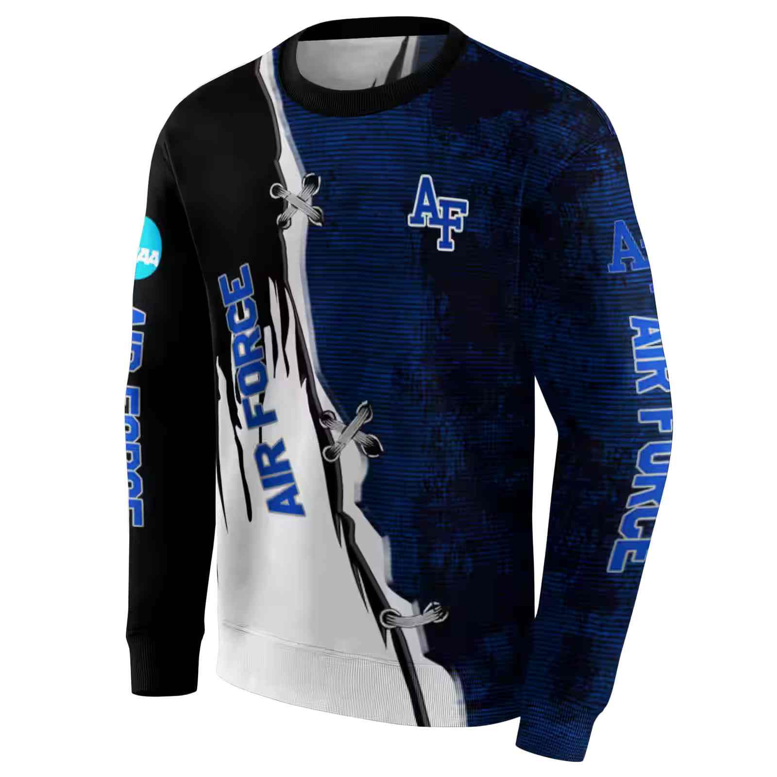 air force falcons ripped pattern blue black white hoodie new arrival