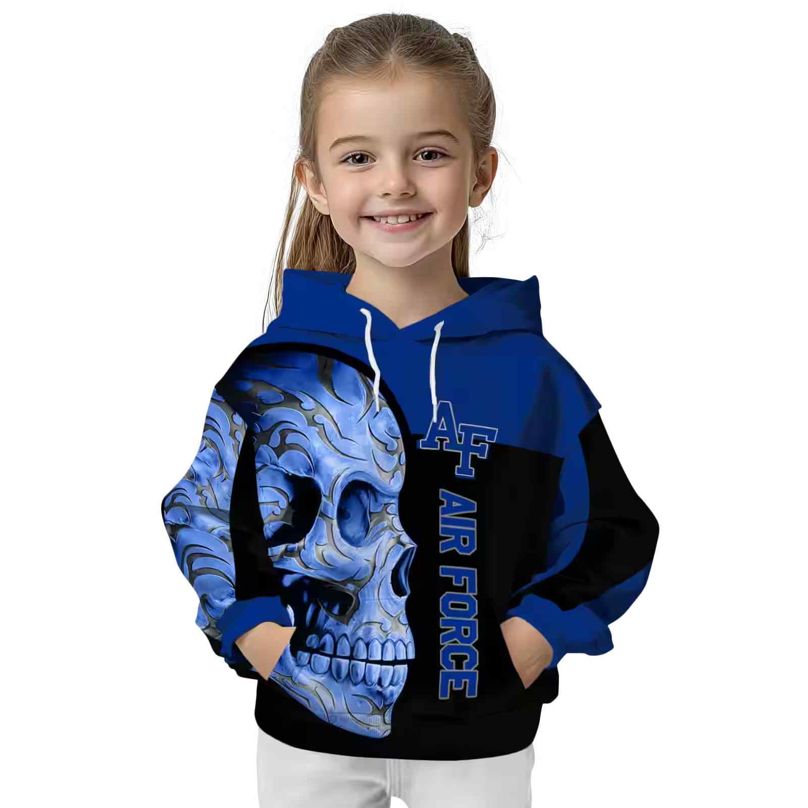 air force falcons skull motif blue black hoodie top rated