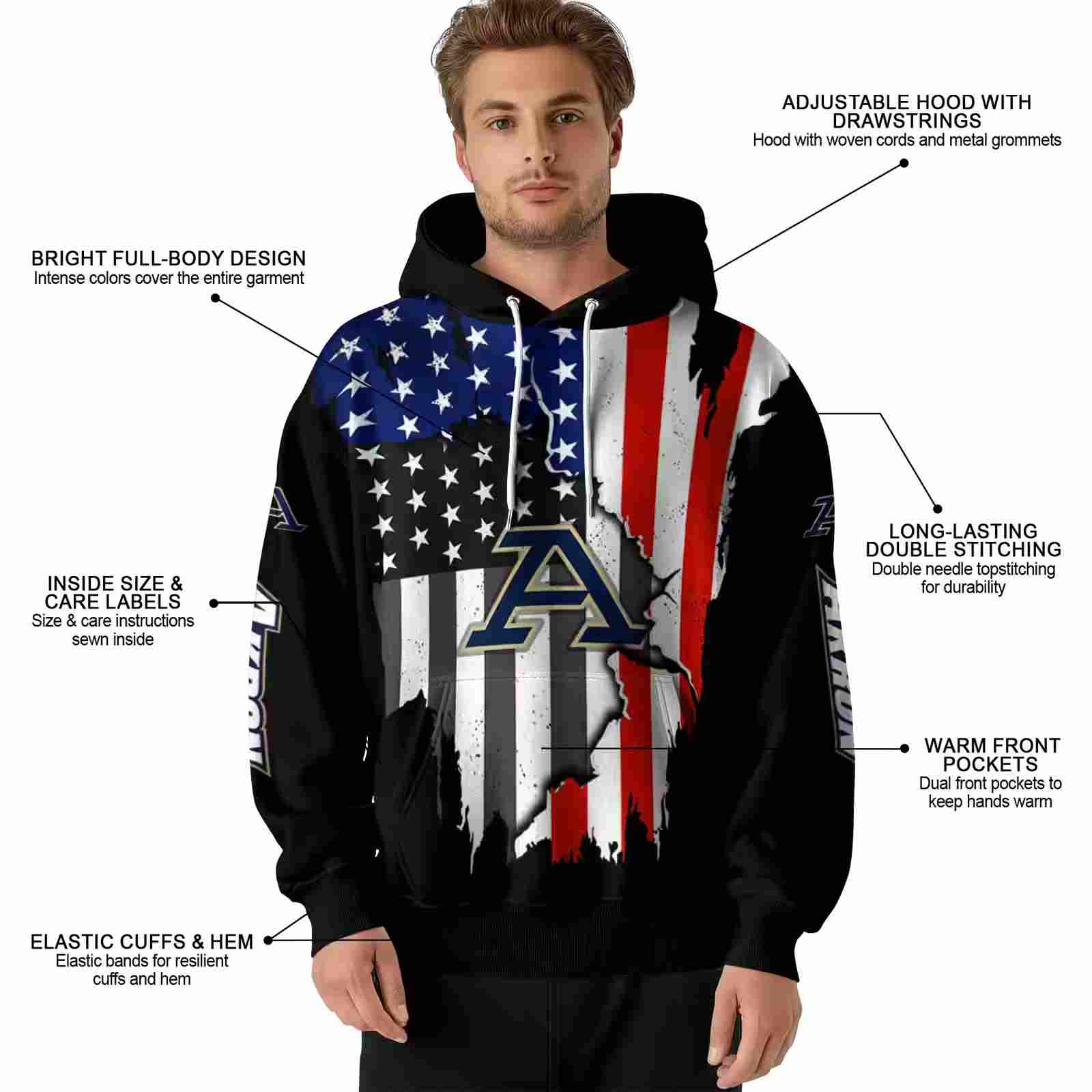 akron zips american pride black hoodie latest model