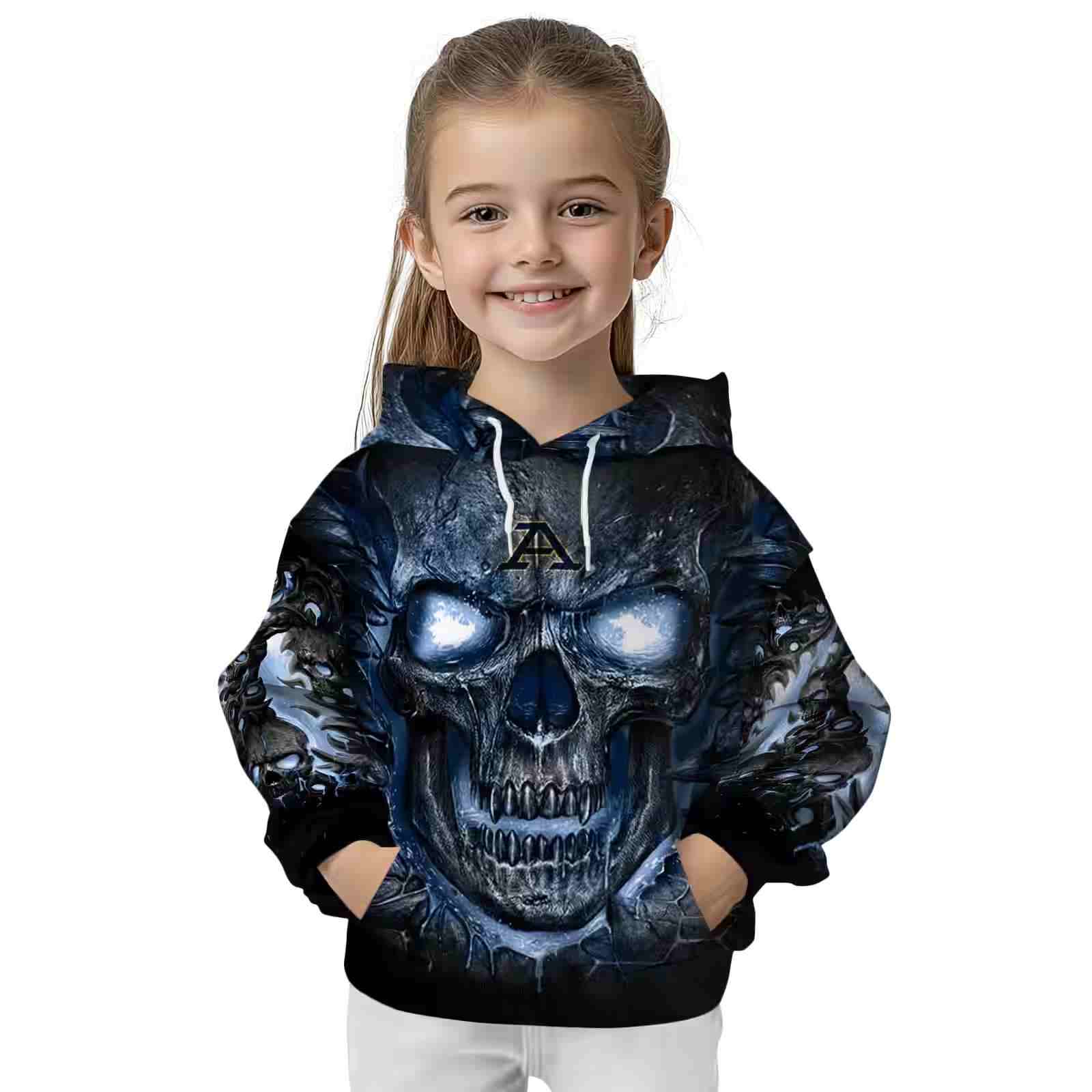 akron zips demonic skull blue black hoodie top rated