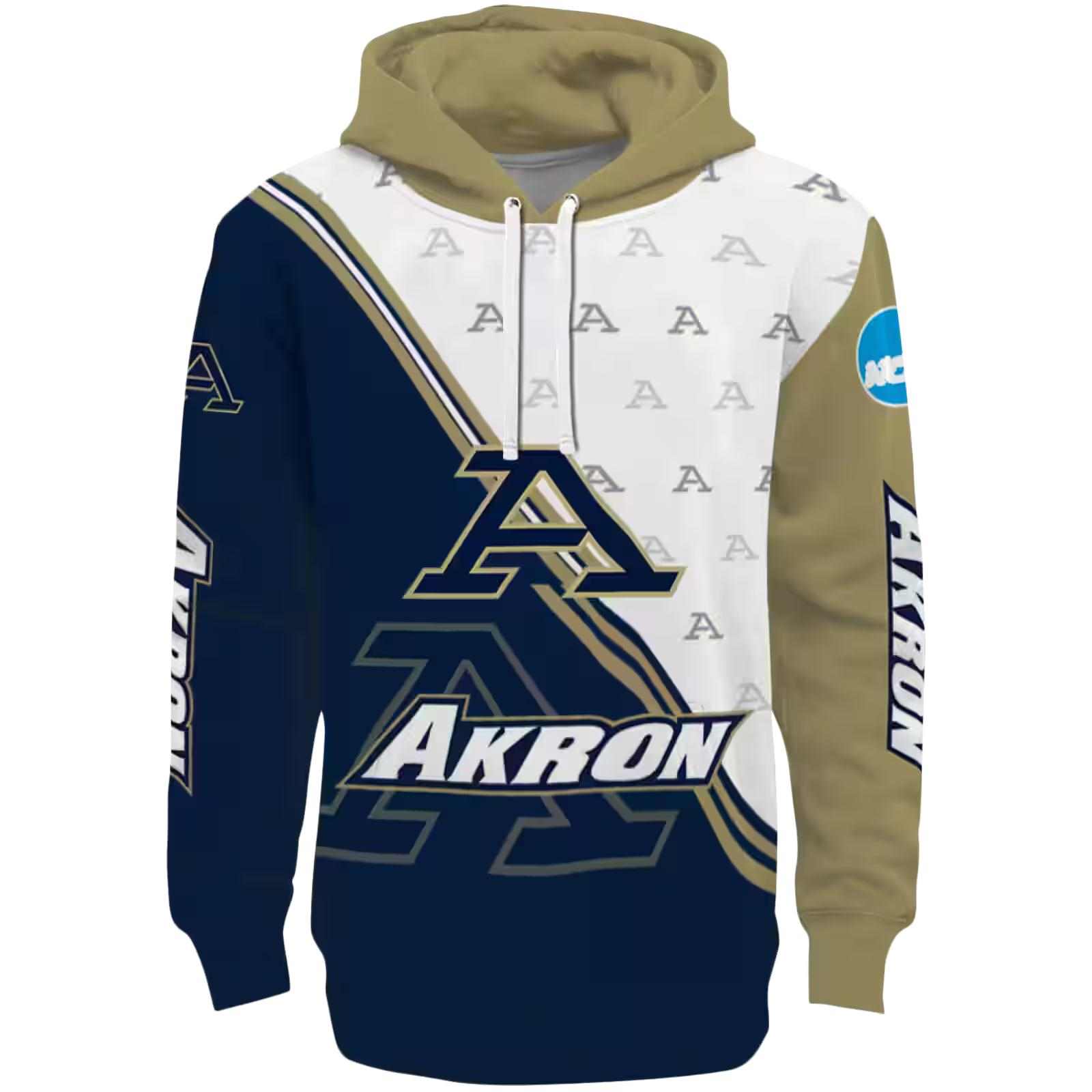 Akron Zips Diagonal Stripe Blue White Hoodie