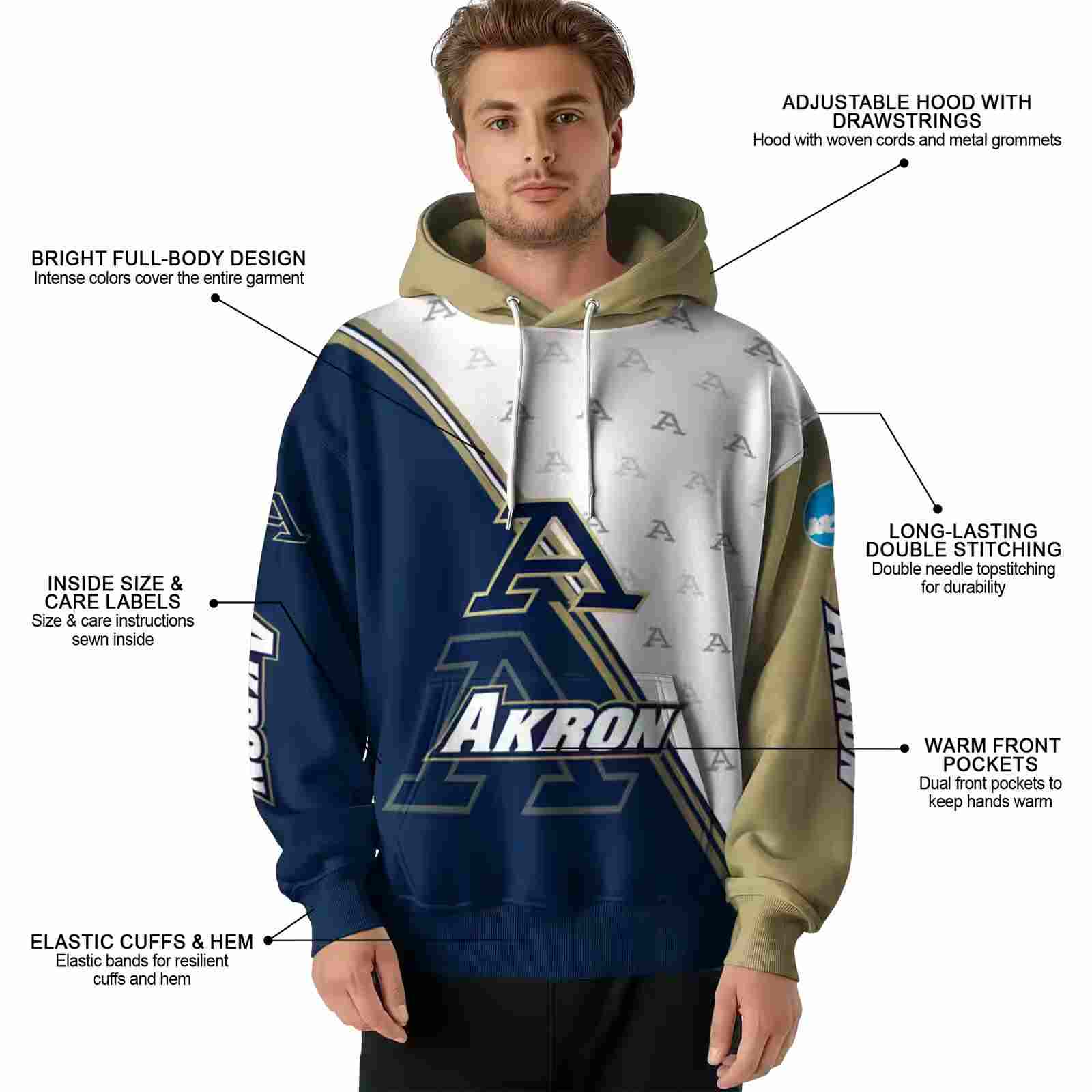 akron zips diagonal stripe blue white hoodie latest model