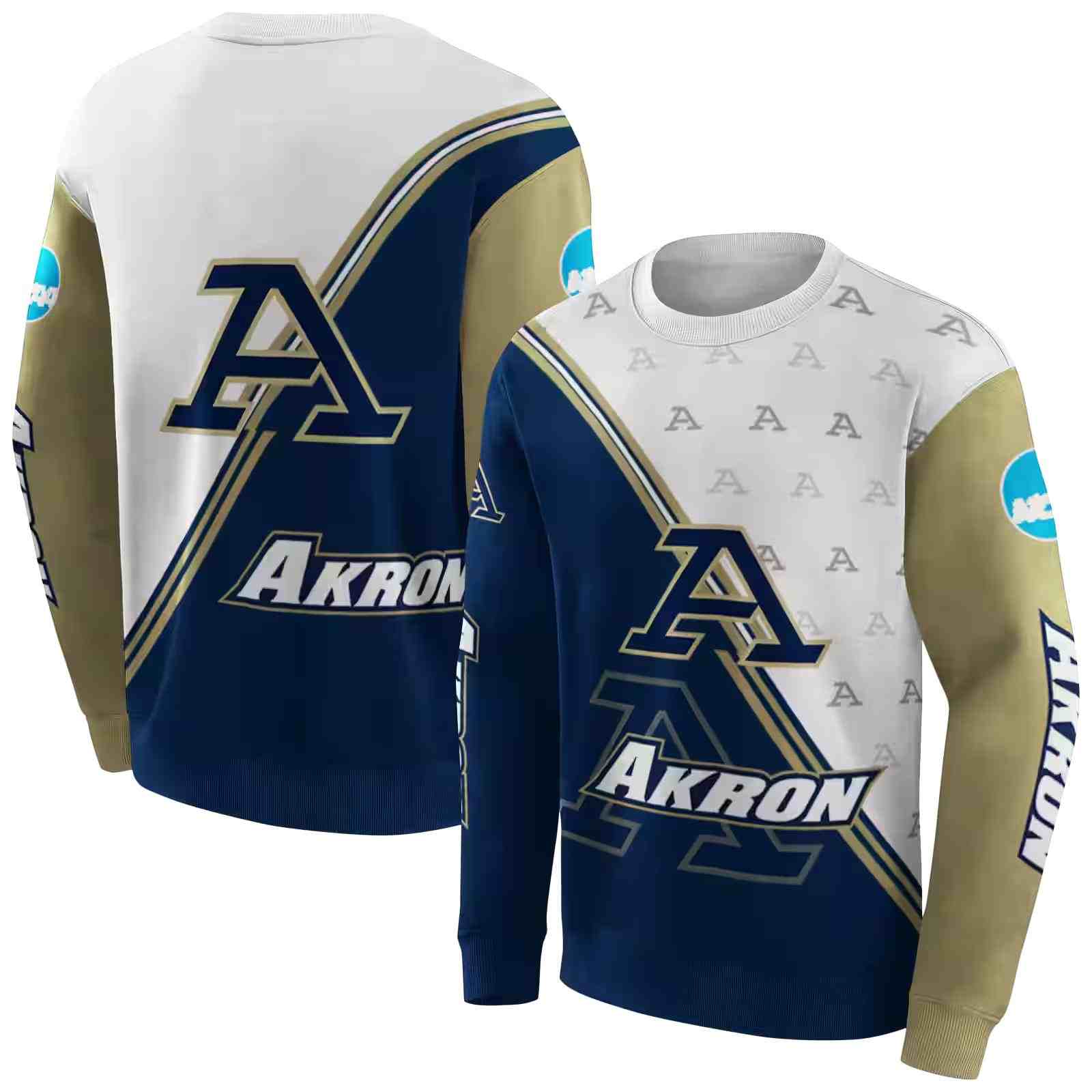 akron zips diagonal stripe blue white hoodie premium grade