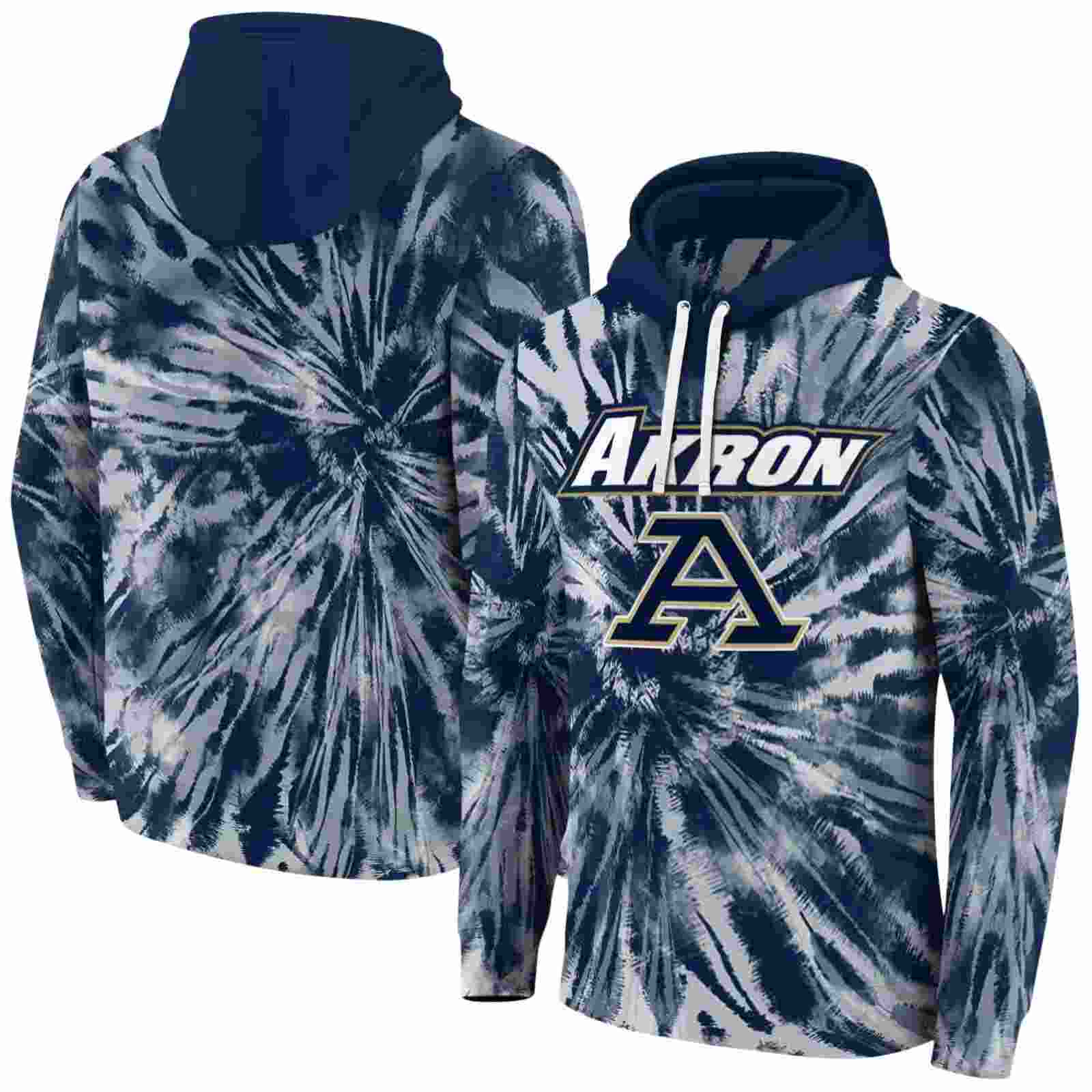 akron zips tie dye pattern blue hoodie fashion forward