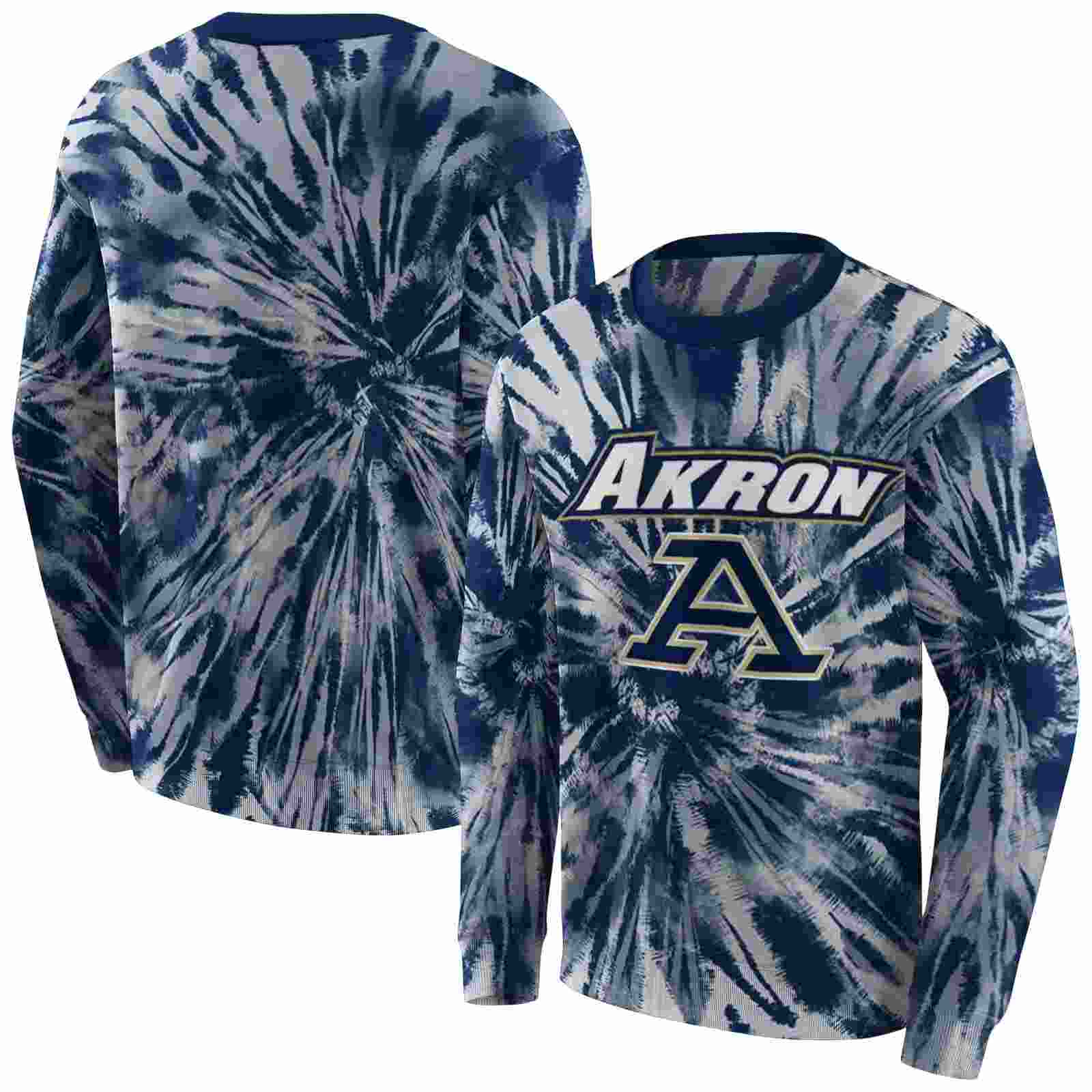 akron zips tie dye pattern blue hoodie premium grade