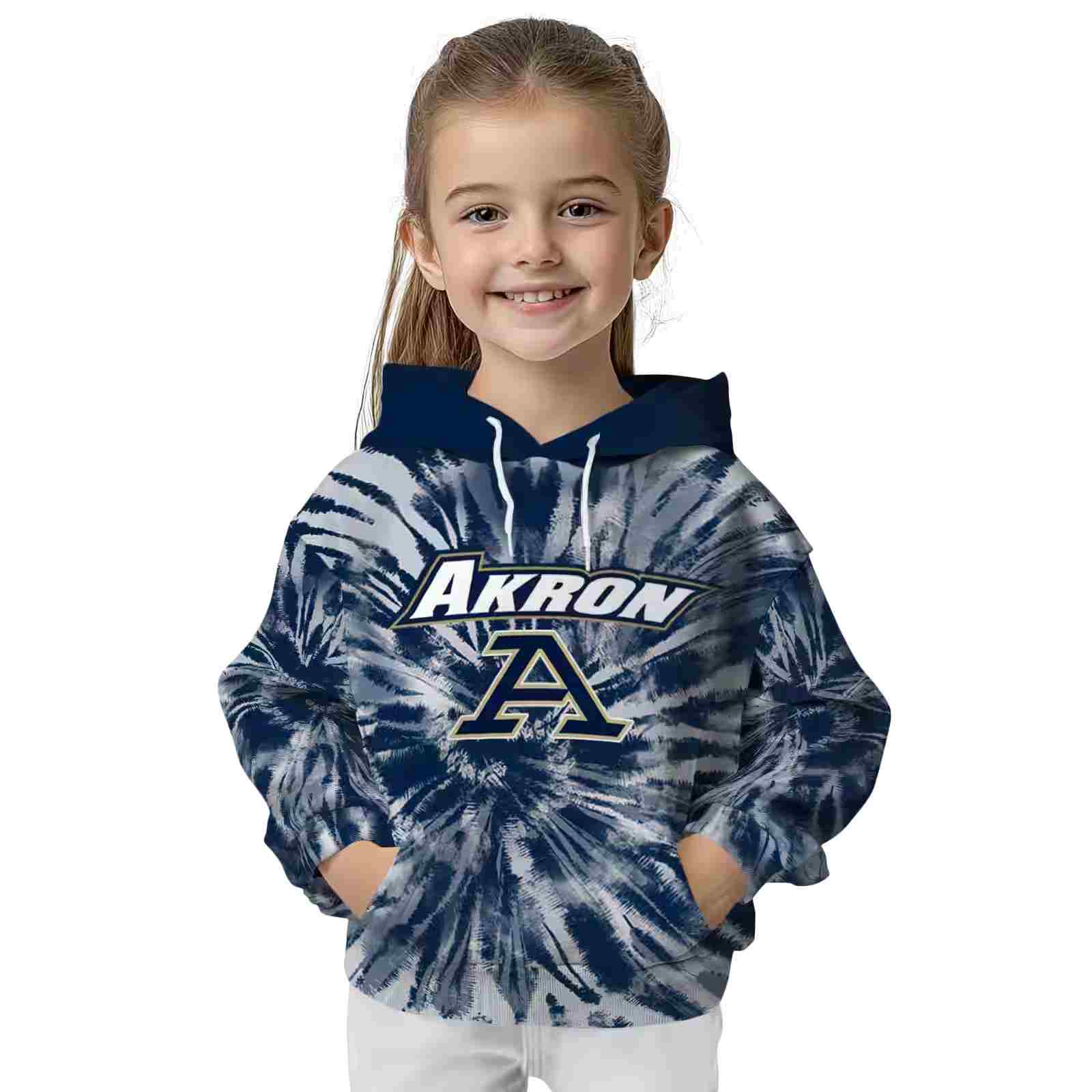 akron zips tie dye pattern blue hoodie top rated