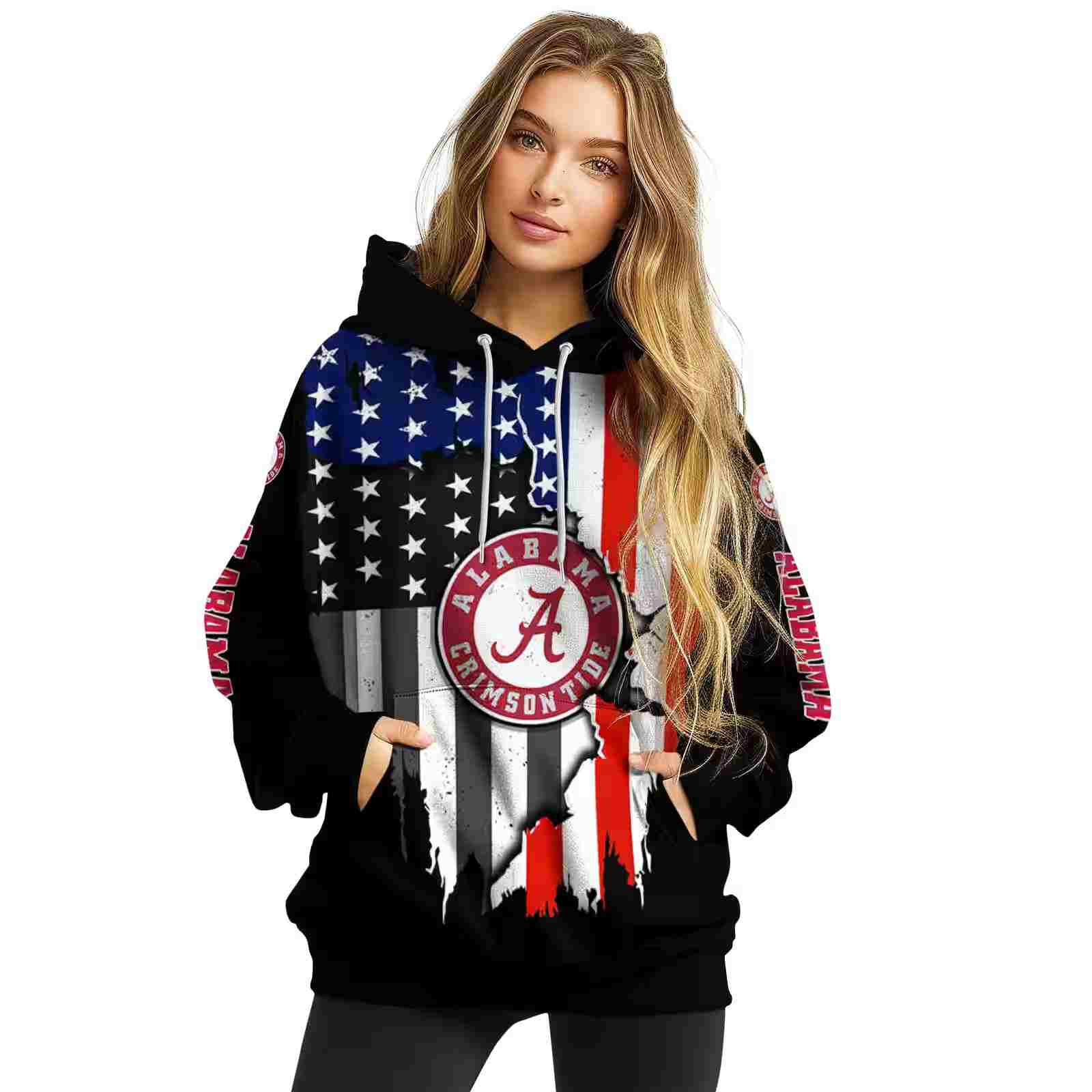 alabama crimson tide american pride black hoodie high quality